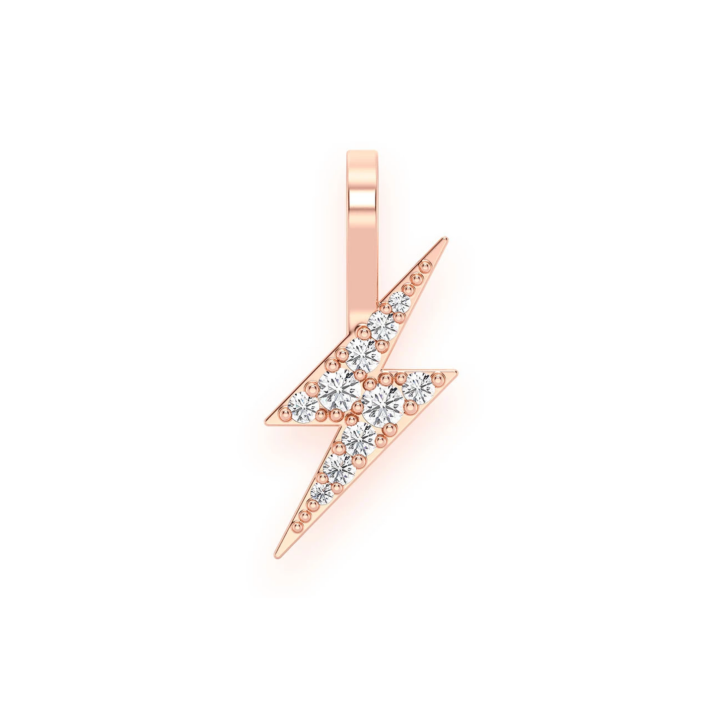 Lightning Bolt Diamond Pendant in 14K rose gold, Set | 0.15ctw, front view