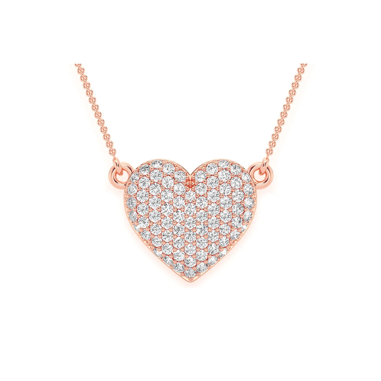 Bubble Heart Diamond Necklace in 14K rose gold, front view