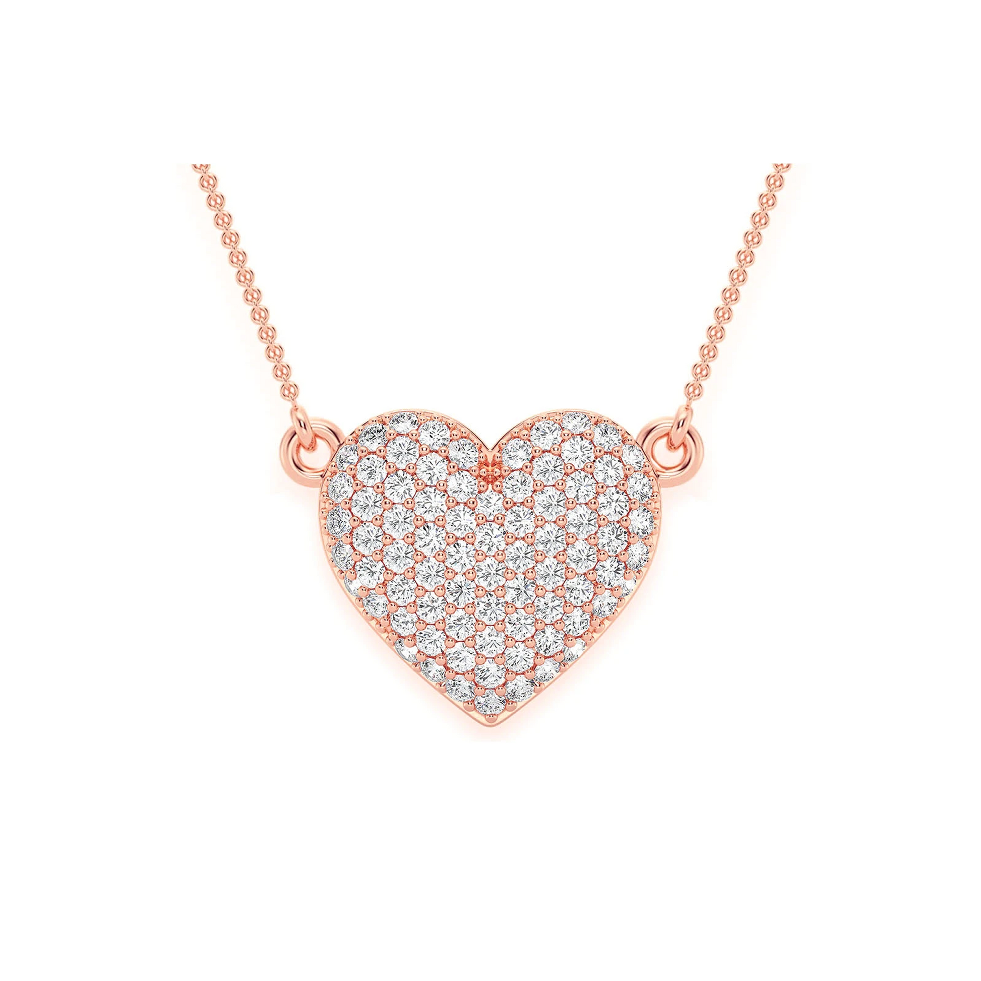 Bubble Heart Diamond Necklace in 14K rose gold, front view