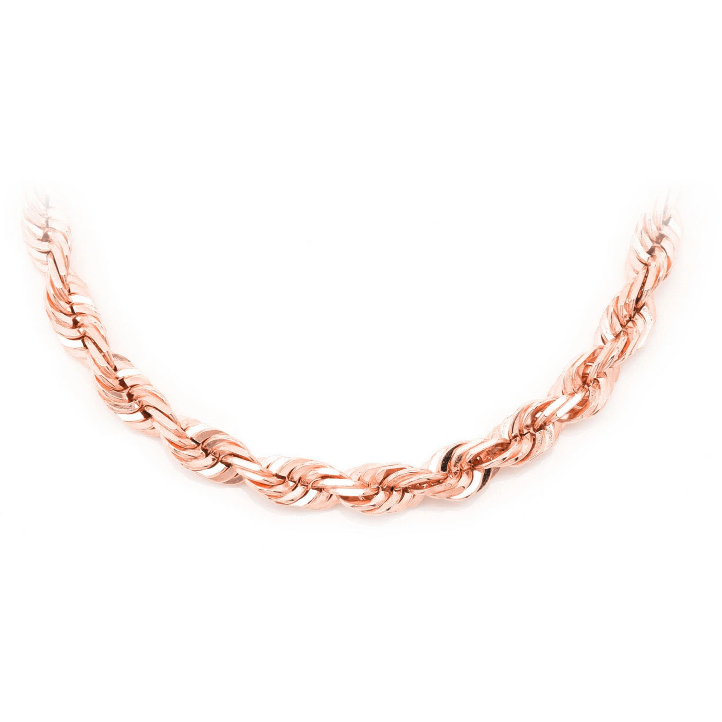 Rope Gold Chain in 14K rose gold, 5.5mm width, front view