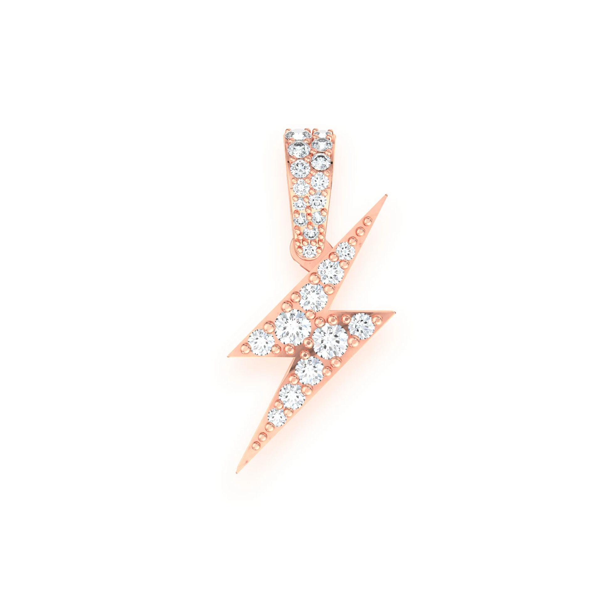Lightning Bolt Diamond Pendant in 14K rose gold, Statement | 0.50ctw, front view