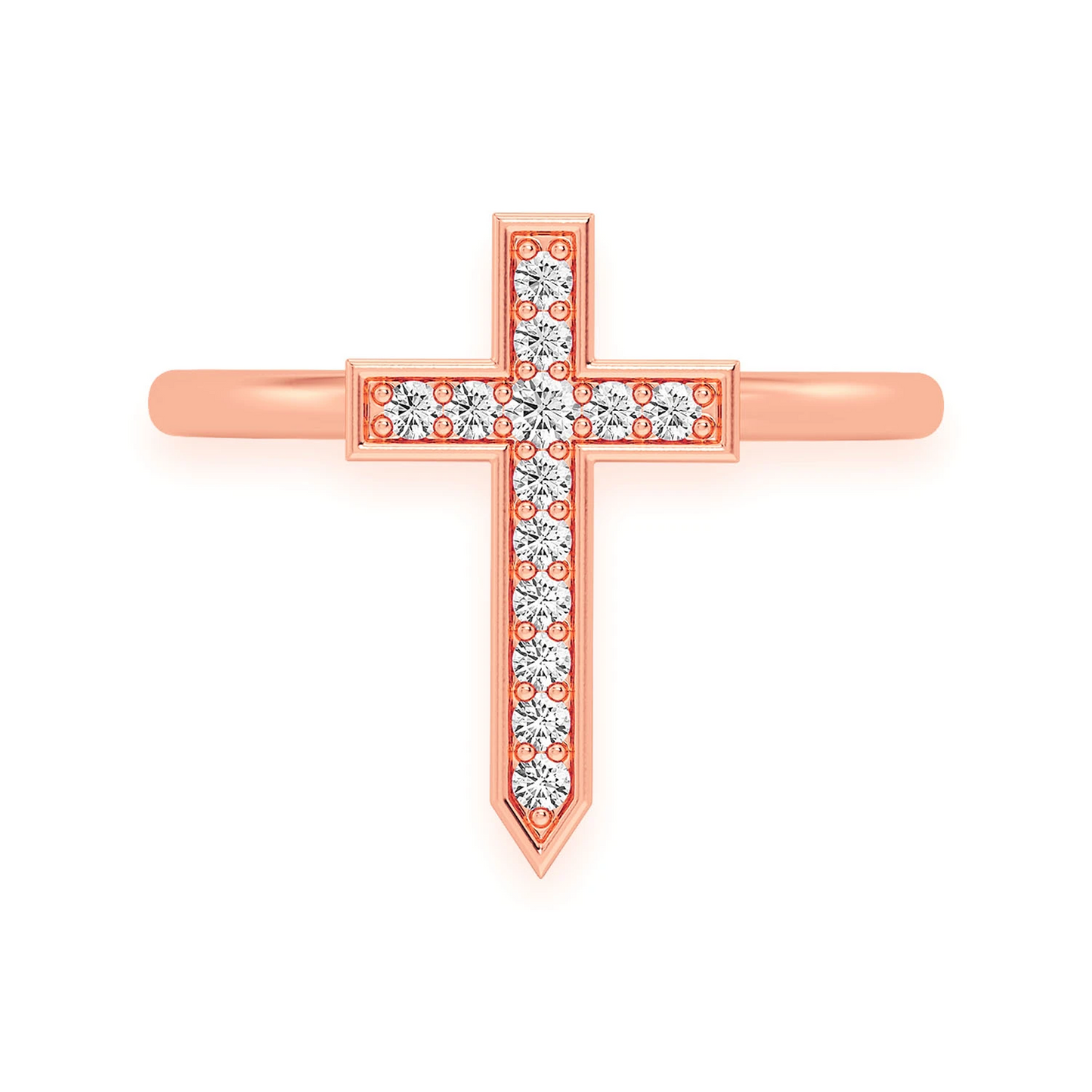 Cross Point Diamond Ring in 14K rose gold, front view