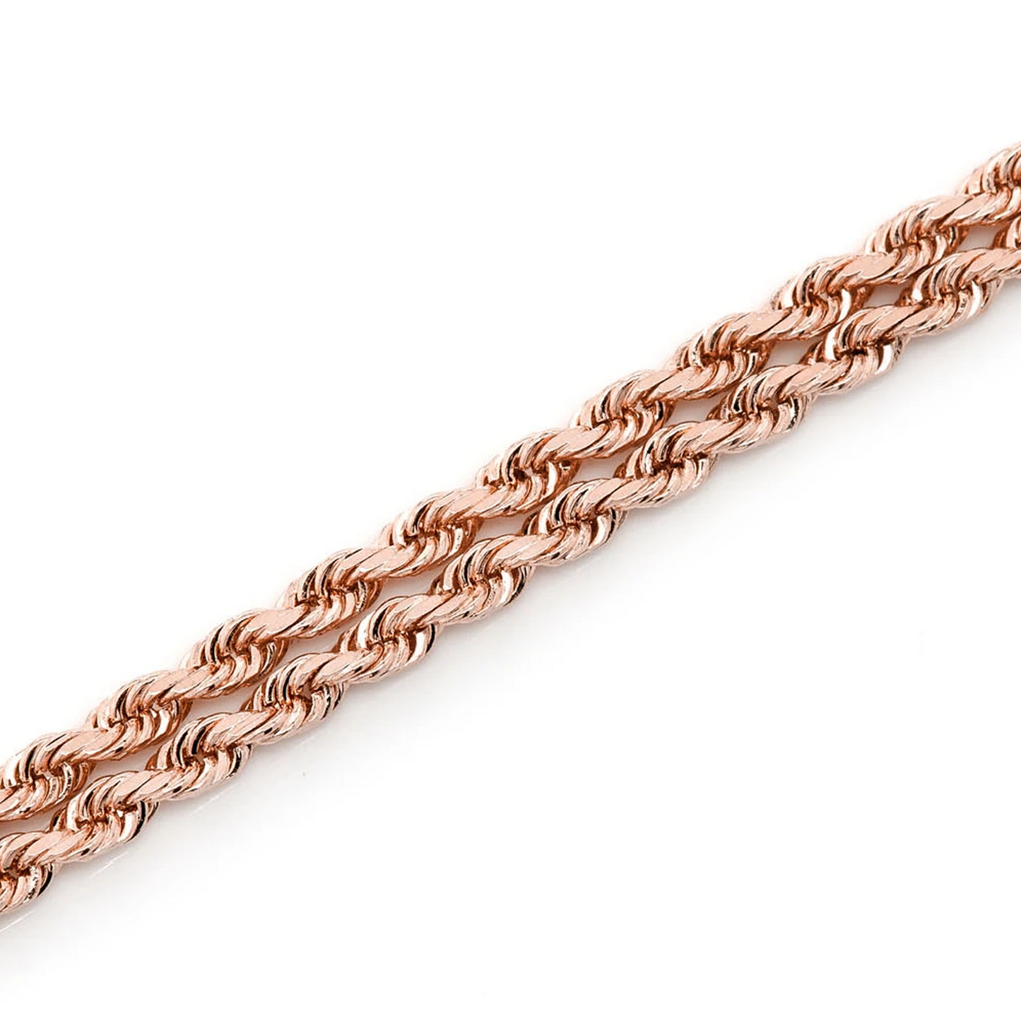 Rope Gold Chain in 14K rose gold, 2mm width, detail view
