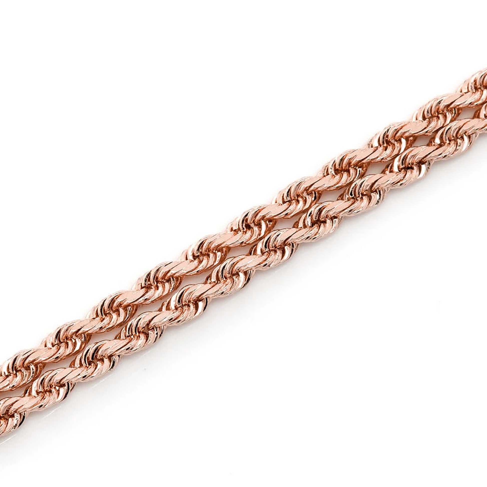 Rope Gold Chain in 14K rose gold, 2mm width, detail view