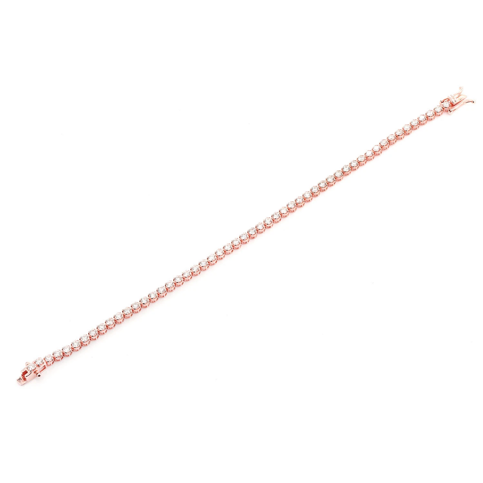 Crown Set Diamond Tennis Bracelet in 14K rose gold, 10pt / 4.50ctw, alternate view
