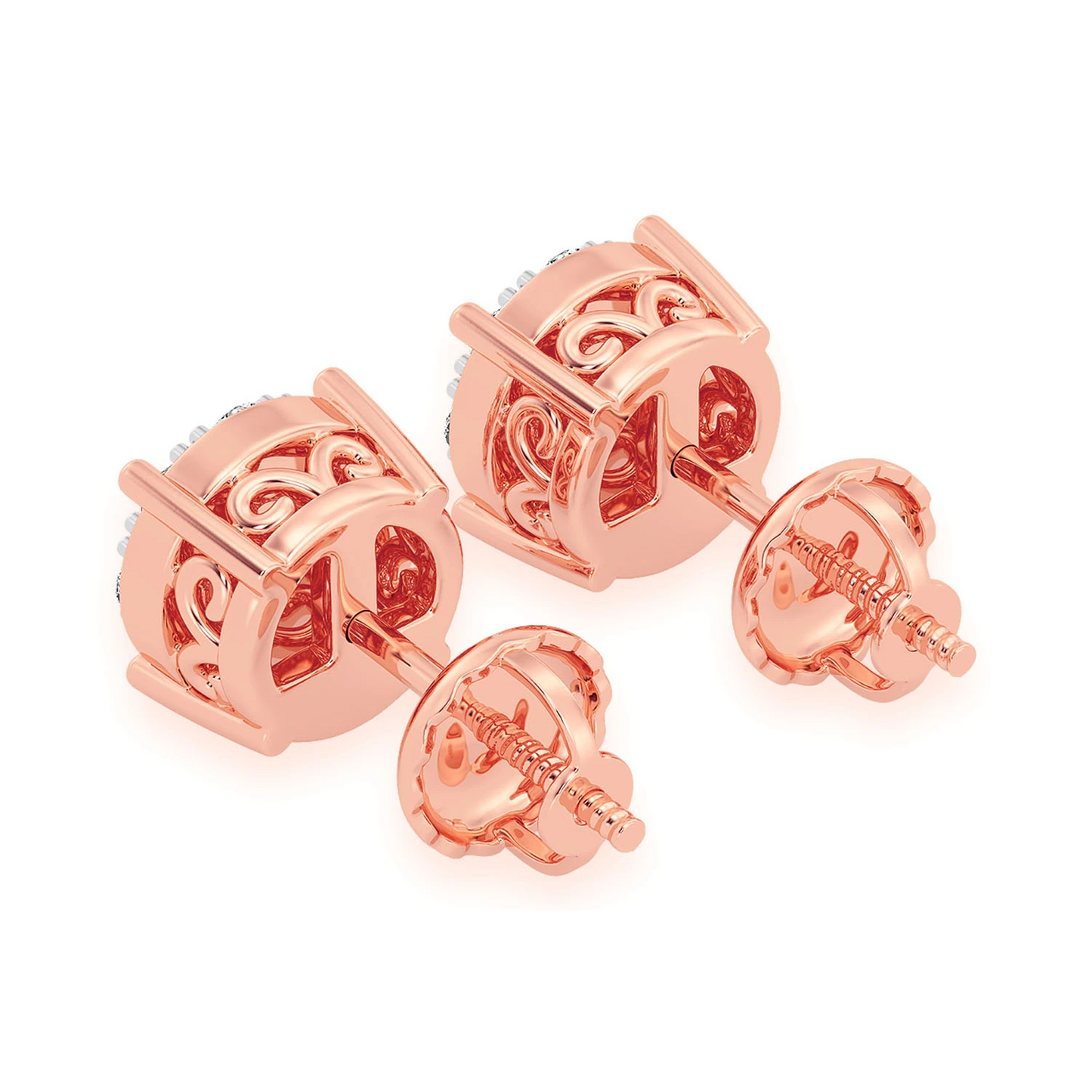 Mosaic Diamond Studs in 14K rose gold, 0.50ctw, alternate view