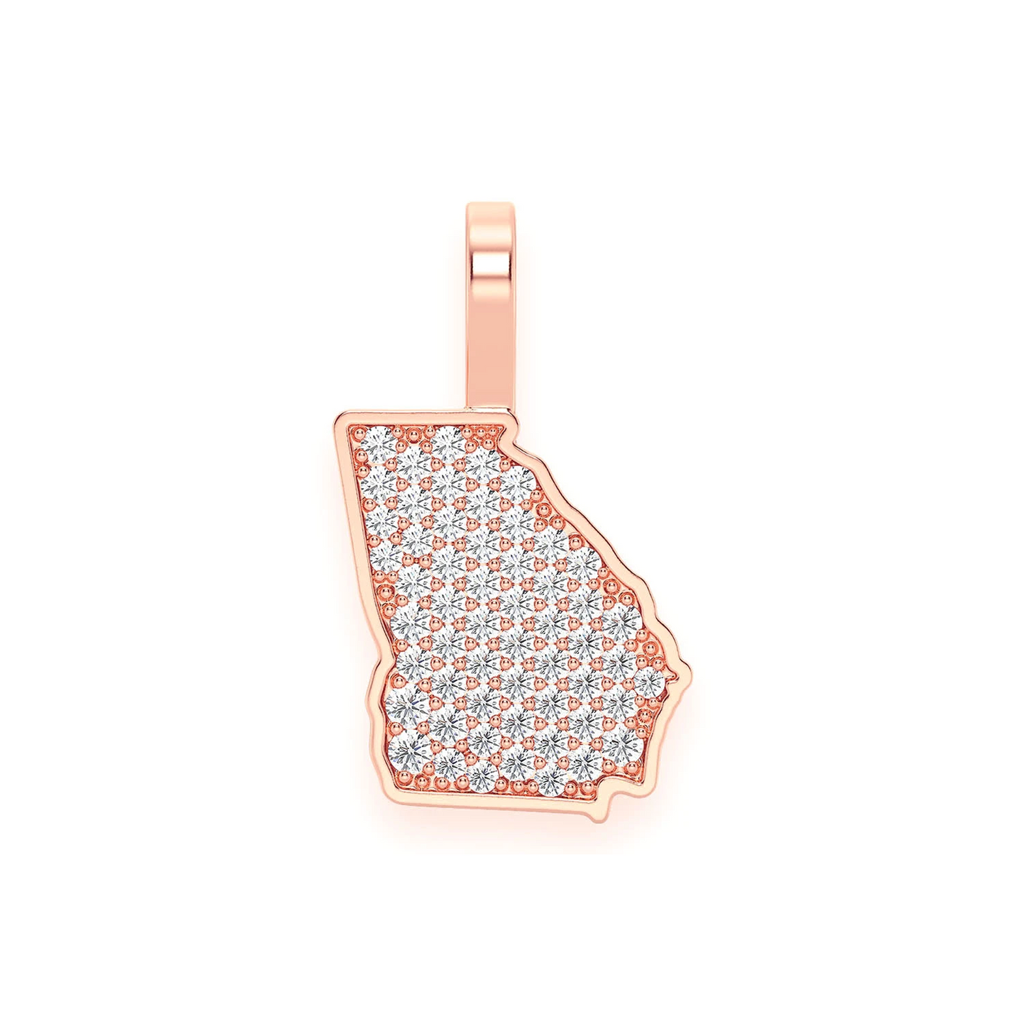 US State Diamond Pendant in 14K rose gold, Georgia design, front view