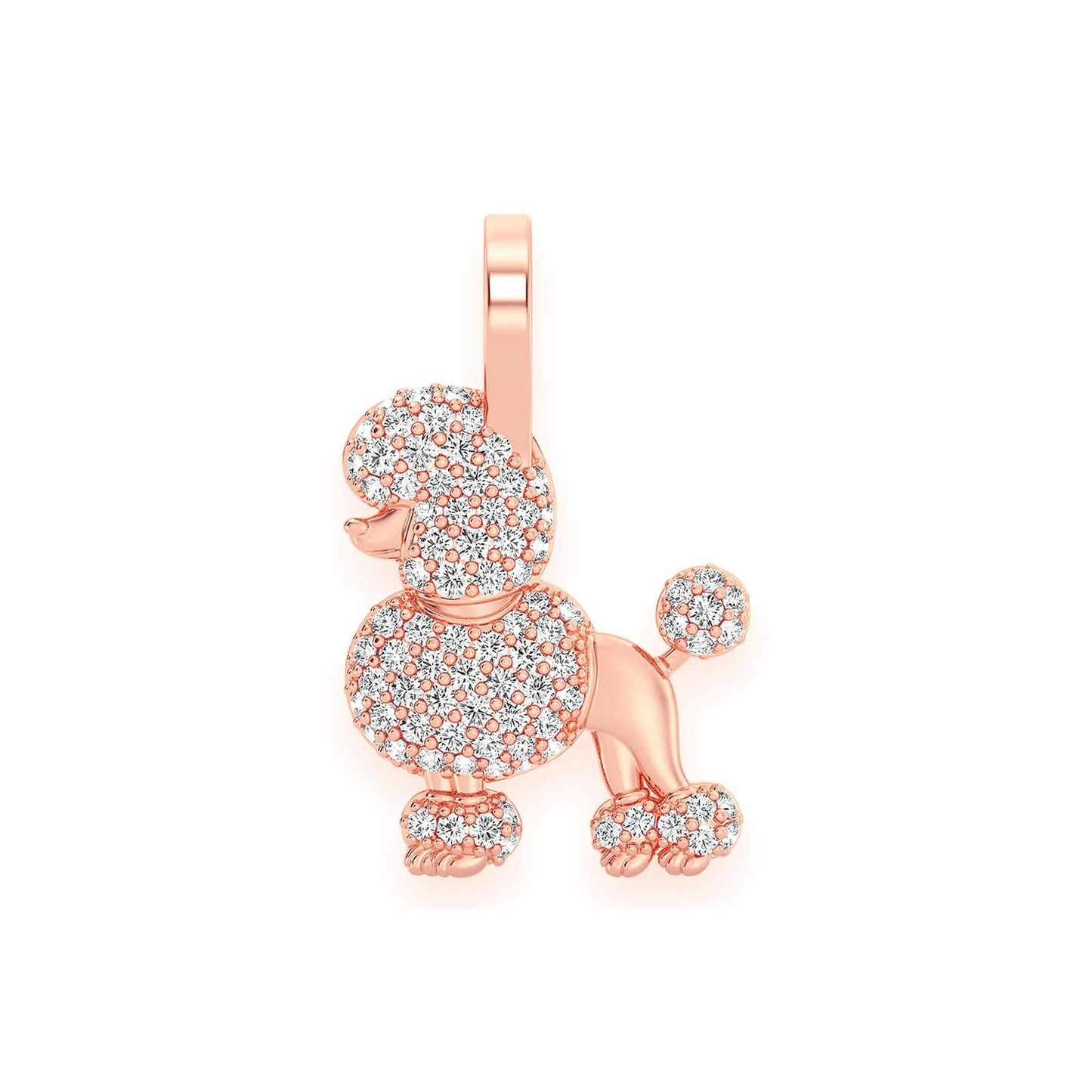 Poodle Diamond Pendant in 14K rose gold, front view