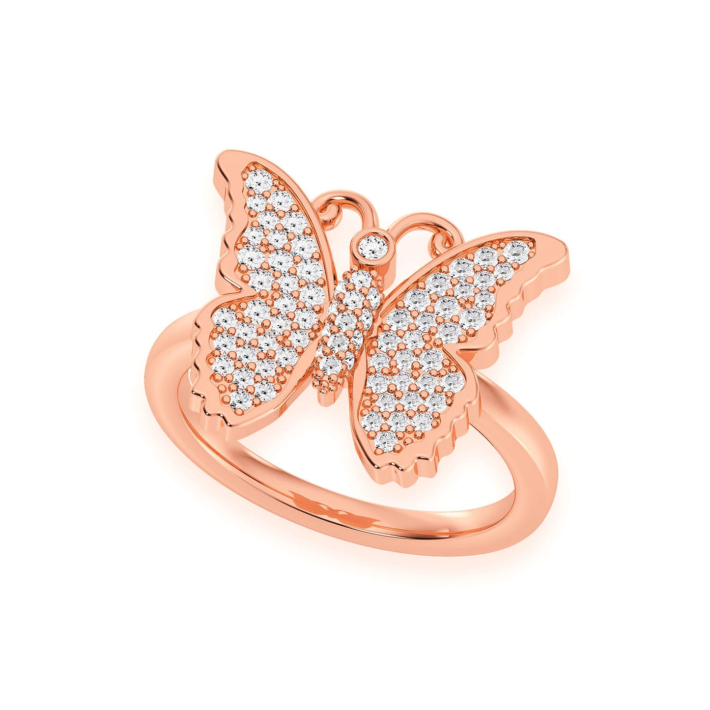 Butterfly Ring in 14K rose gold, angled view