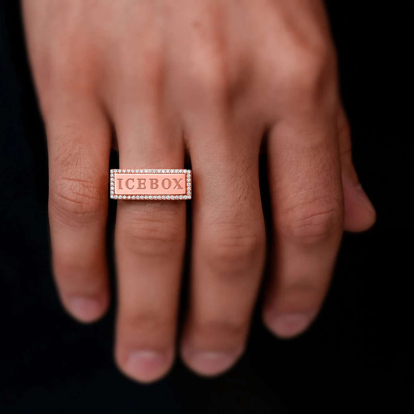 Icebox Logo Diamond Ring in 14K rose gold, alternate view