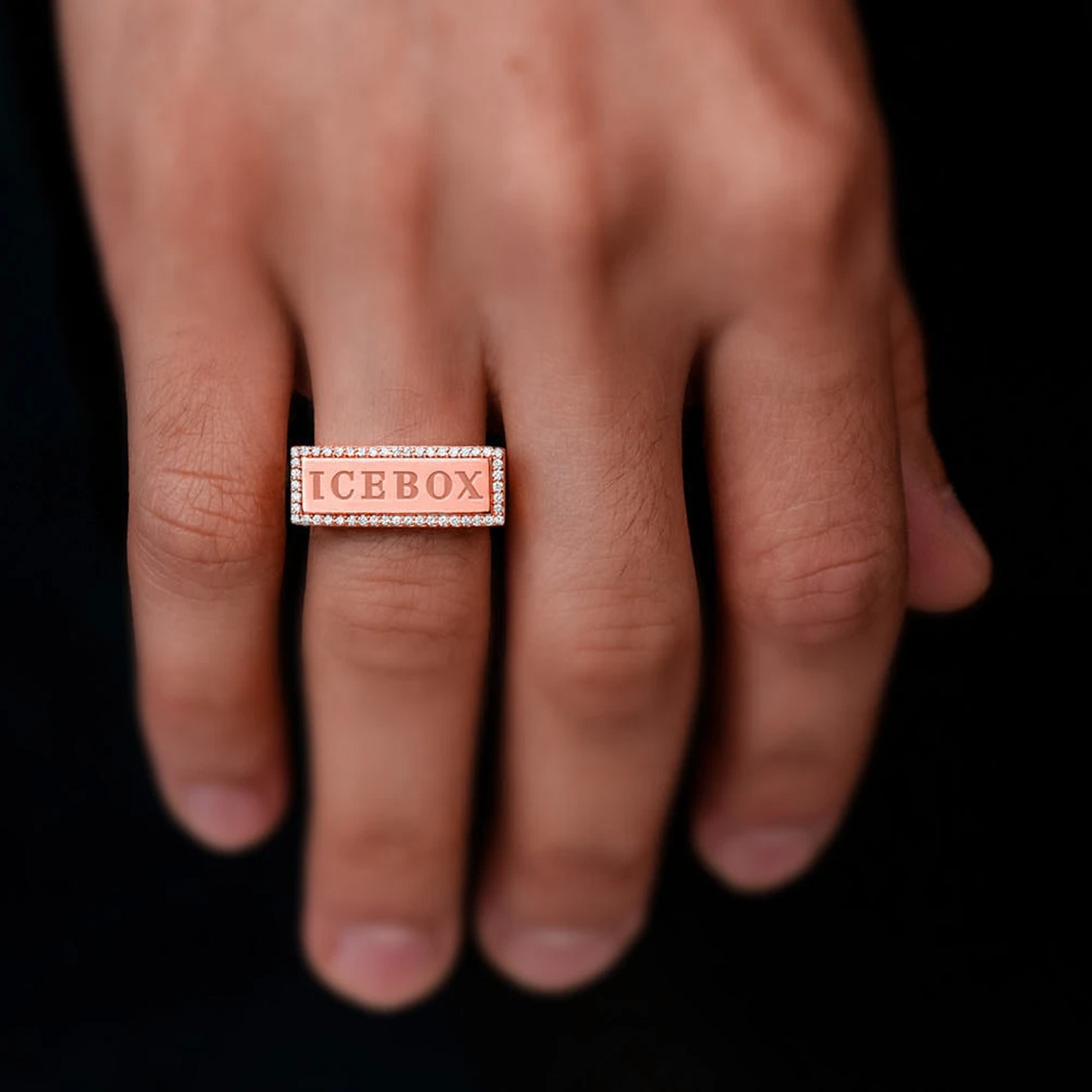 Icebox Logo Diamond Ring in 14K rose gold, alternate view