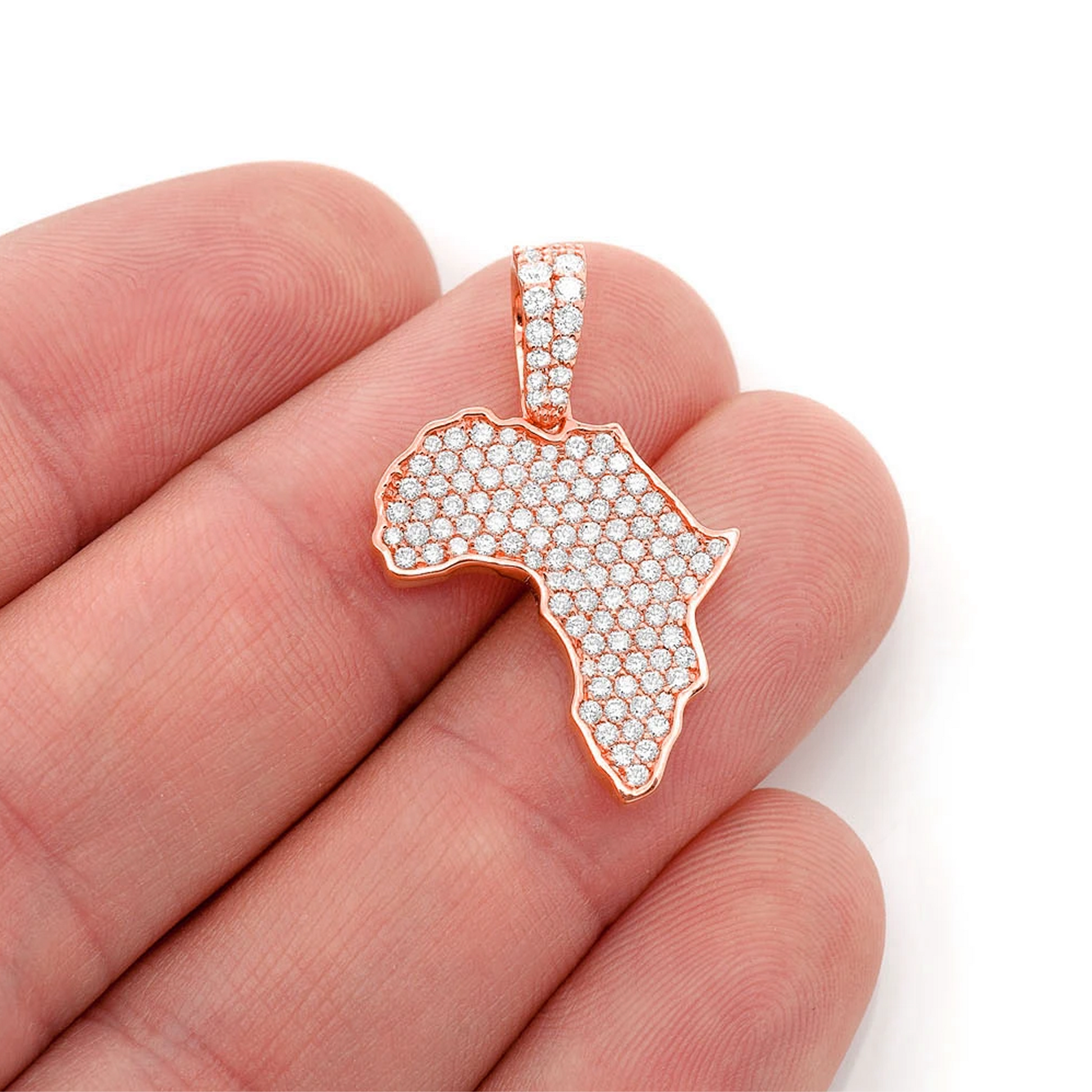 Africa Diamond Pendant in 14K rose gold, Signature | 1.10ctw, angled view