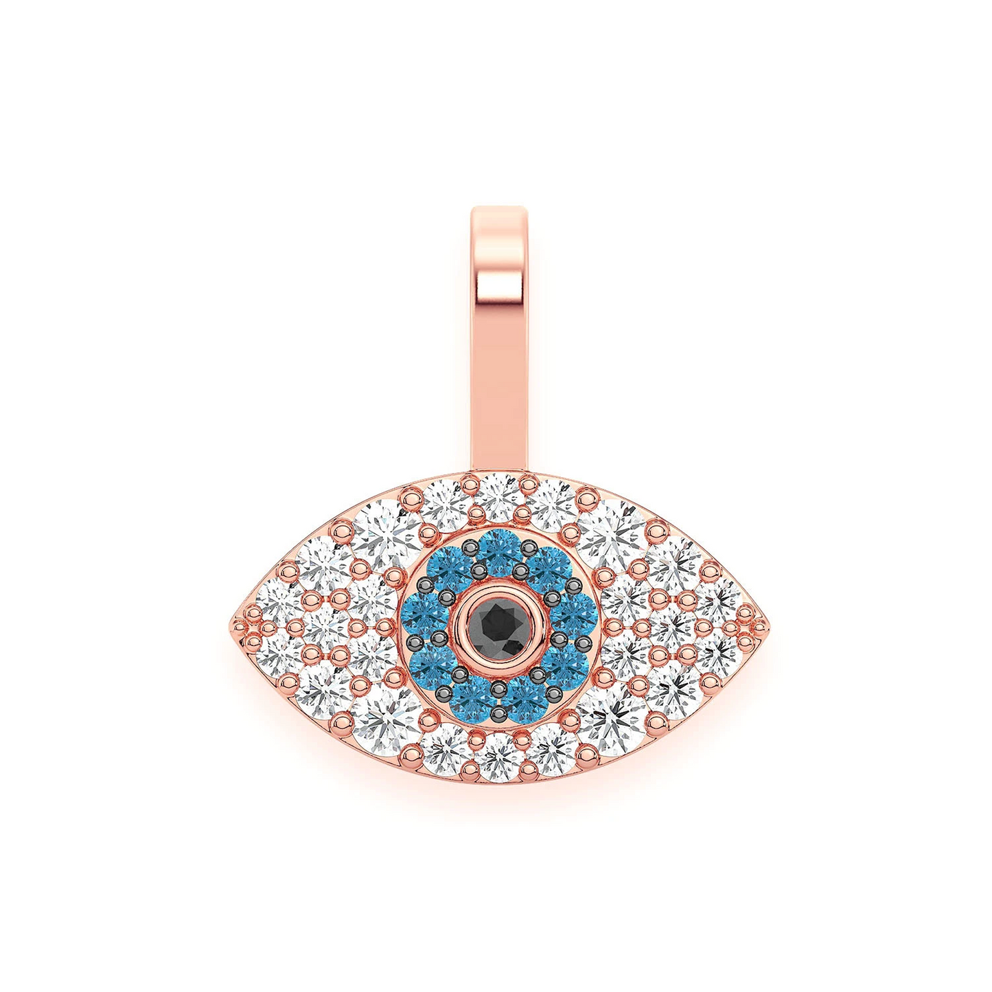 Evil Eye Diamond Pendant in 14K rose gold, front view
