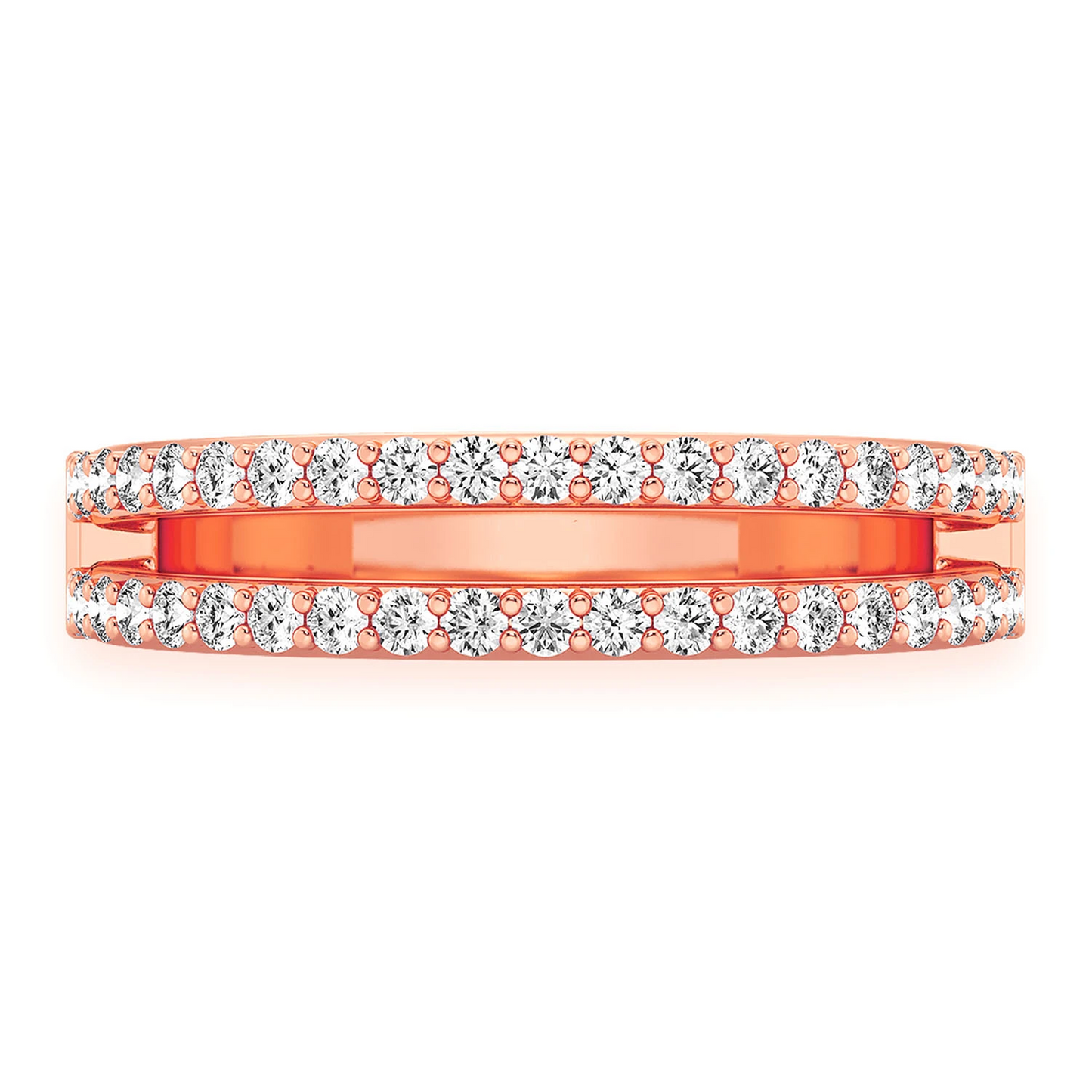 Double Row Band Ring in 14K rose gold, front view