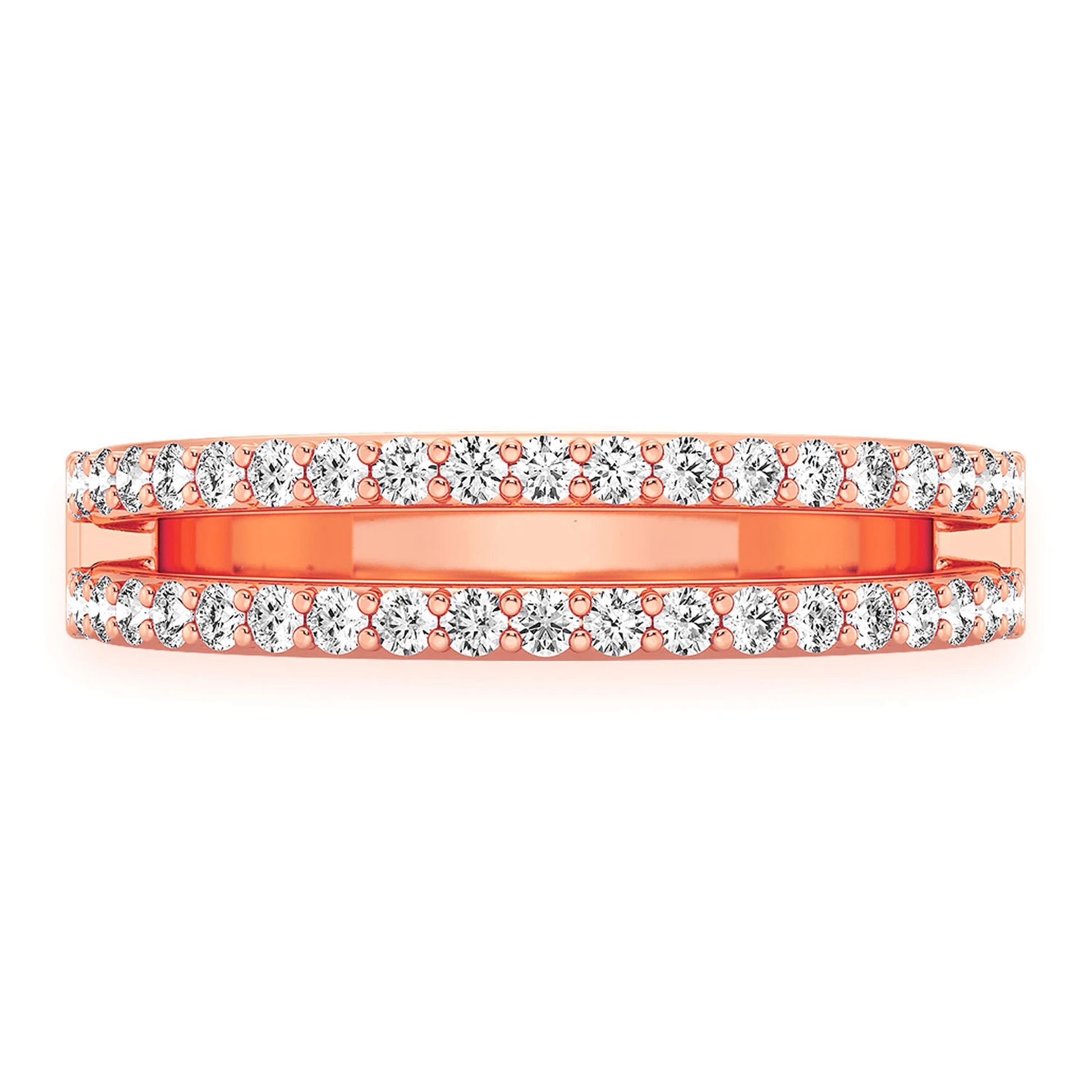 Double Row Band Ring in 14K rose gold, front view