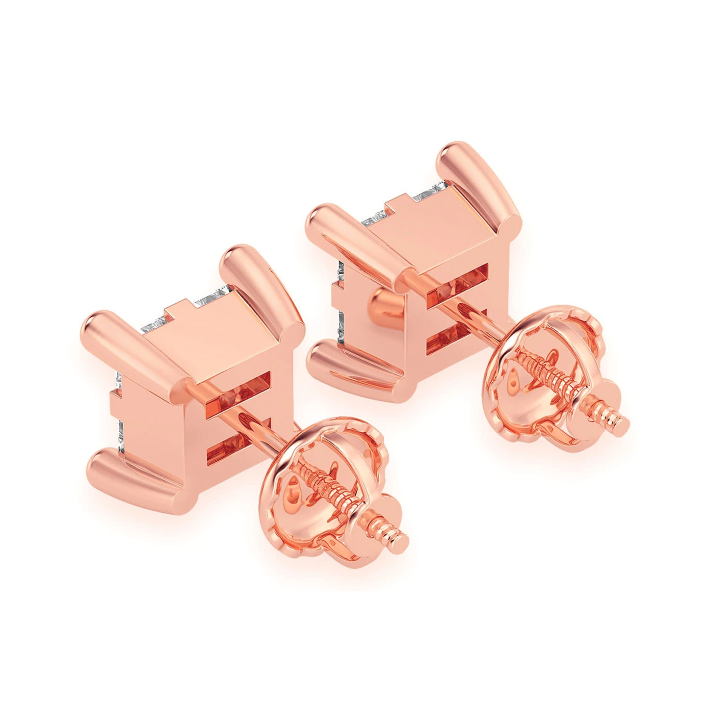 Quad Diamond Studs in 14K rose gold, 0.25ctw, back view