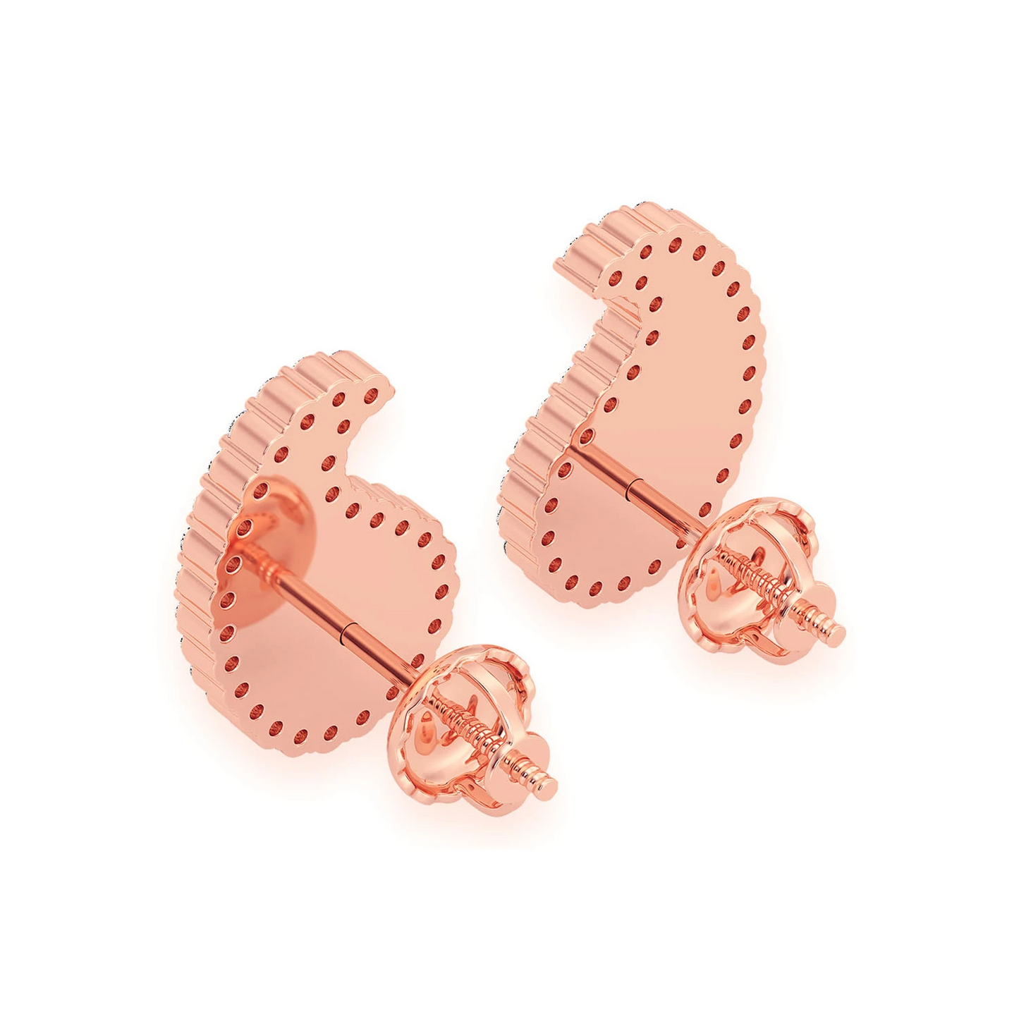 Paisley Diamond Stud Earrings in 14K rose gold, back view
