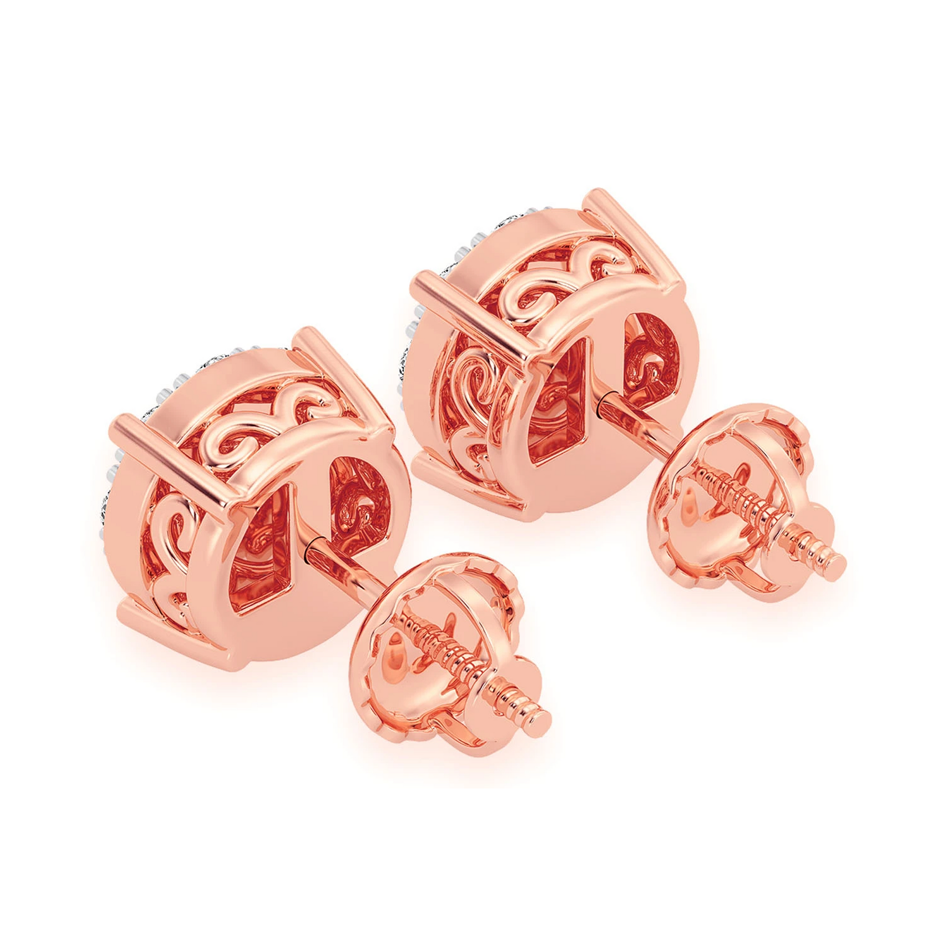 Mosaic Diamond Studs in 14K rose gold, 0.75ctw, back view
