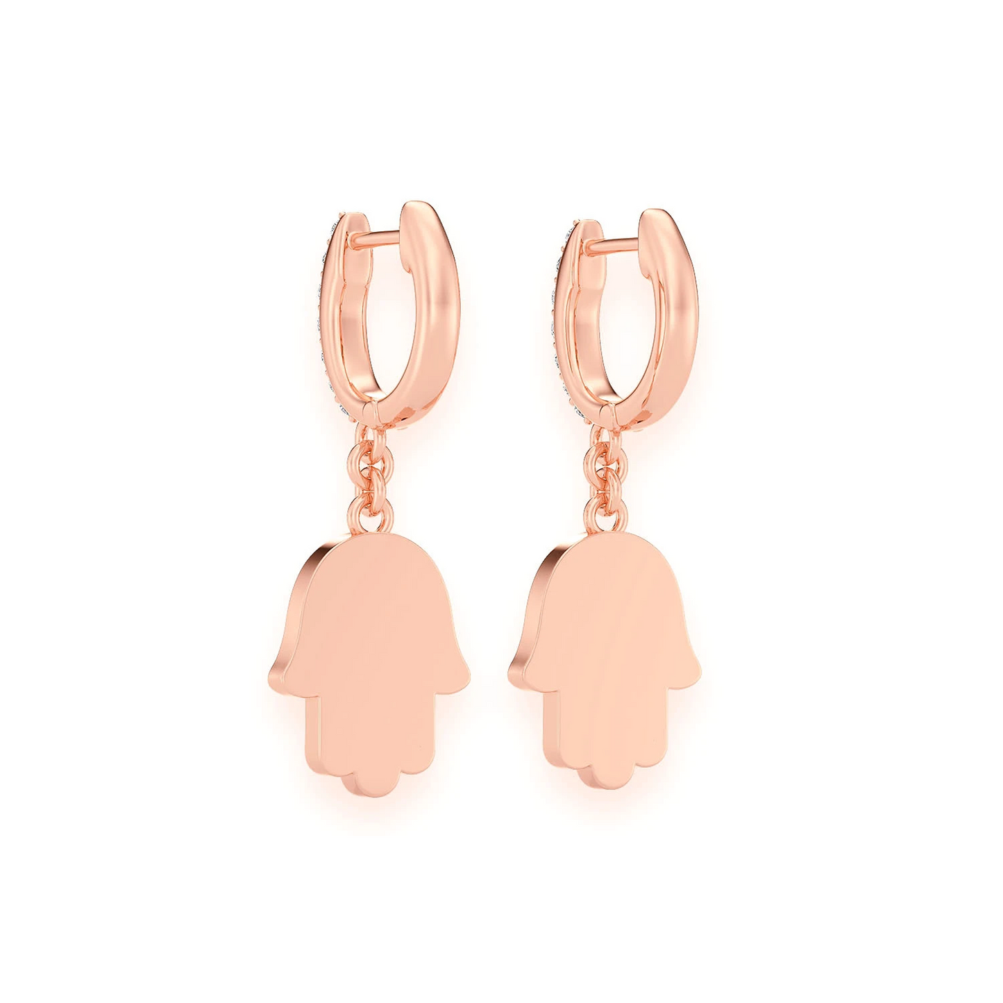 Hamsa Diamond Drops in 14K rose gold, back view
