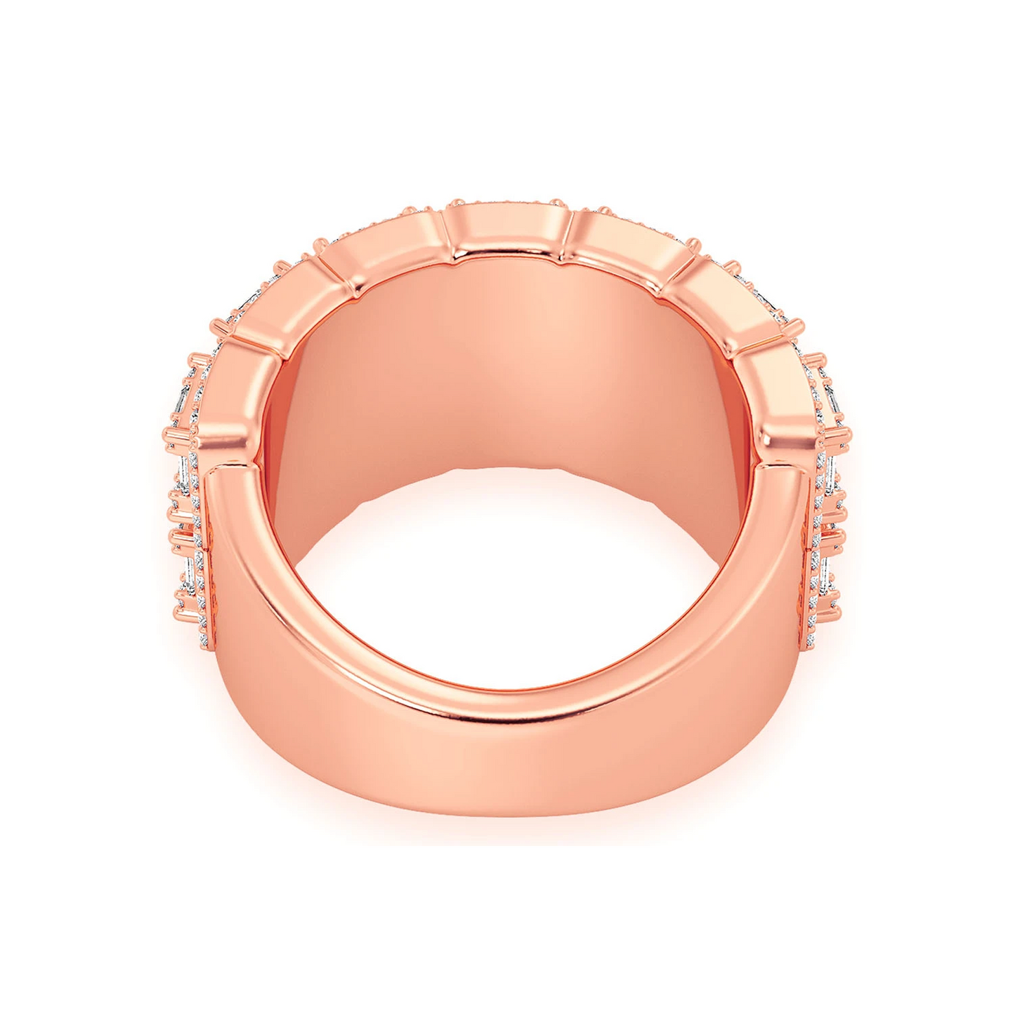 Baguette Border Diamond Ring in 14K rose gold, back view