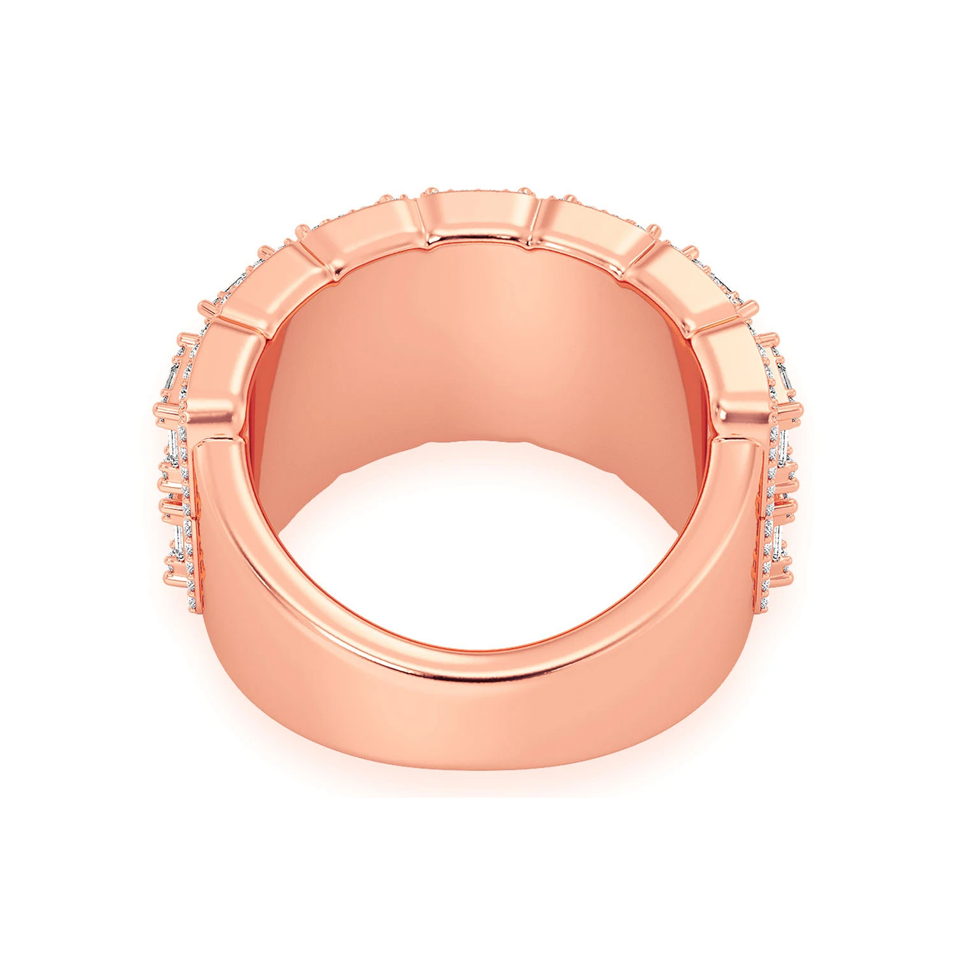 Baguette Border Diamond Ring in 14K rose gold, back view