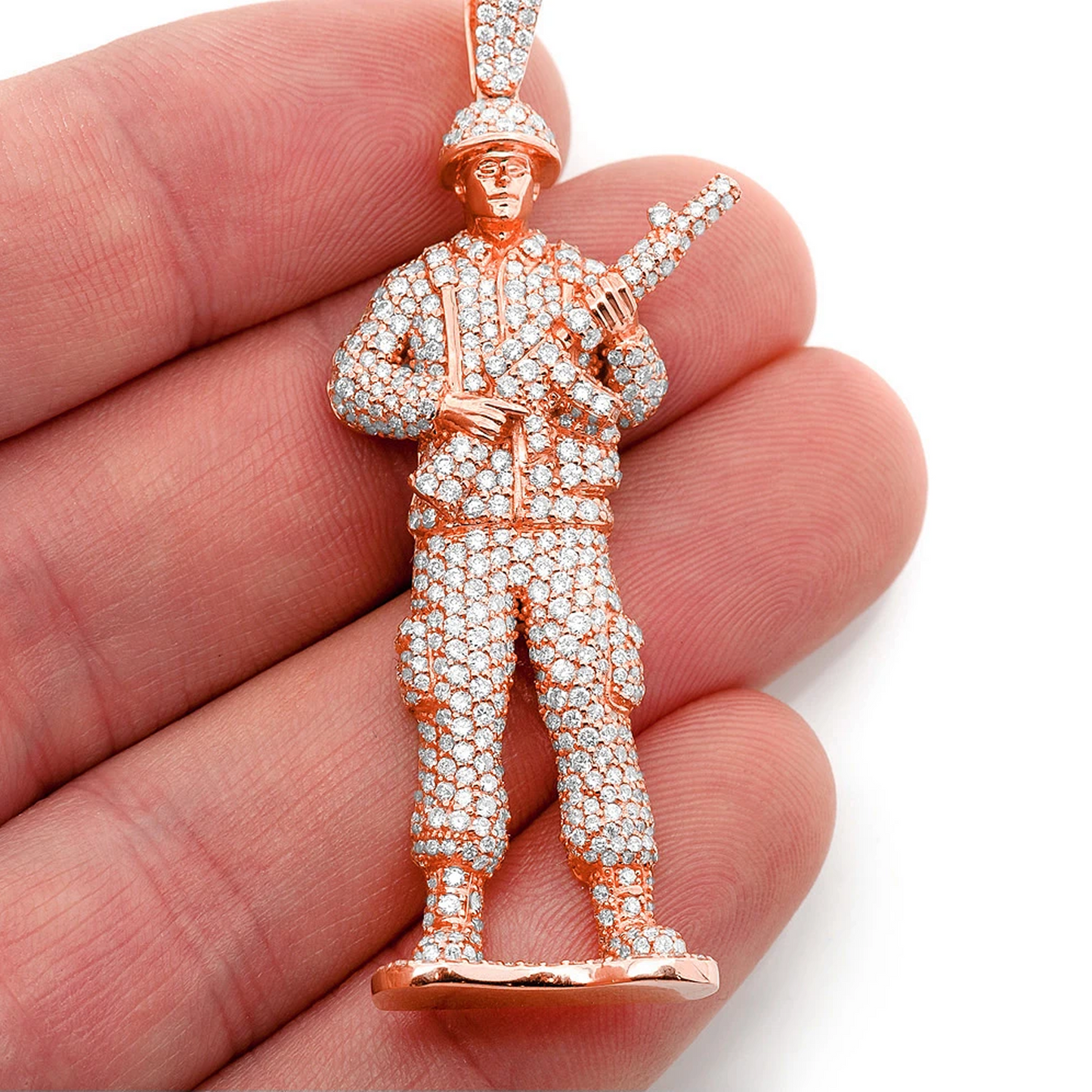 Toy Soldier Diamond Pendant in 14K rose gold, Statement | 4.50ctw, angled view