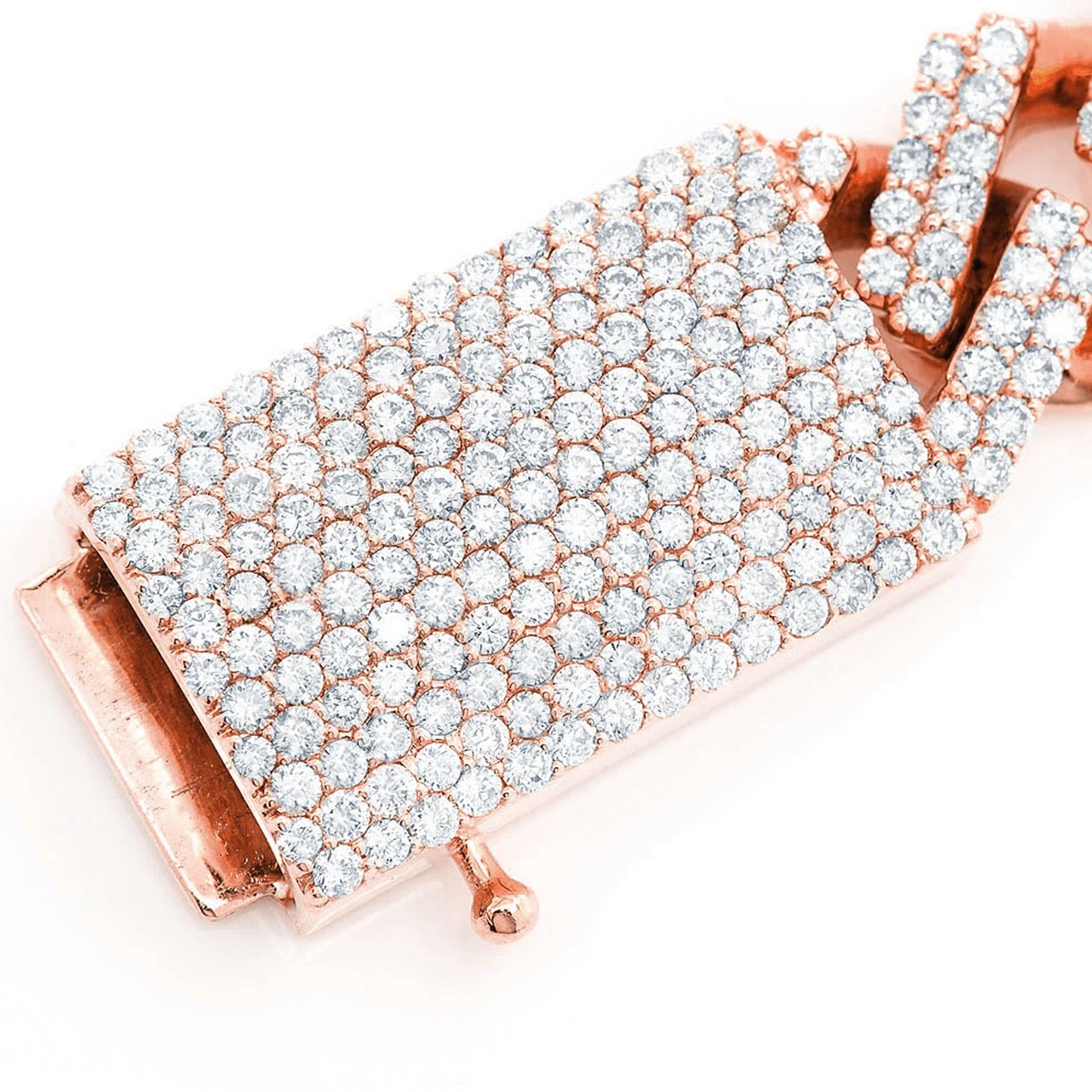 Raised Cuban Diamond Bracelet in 14K rose gold, 17mm | 16.50ctw width, clasp detail