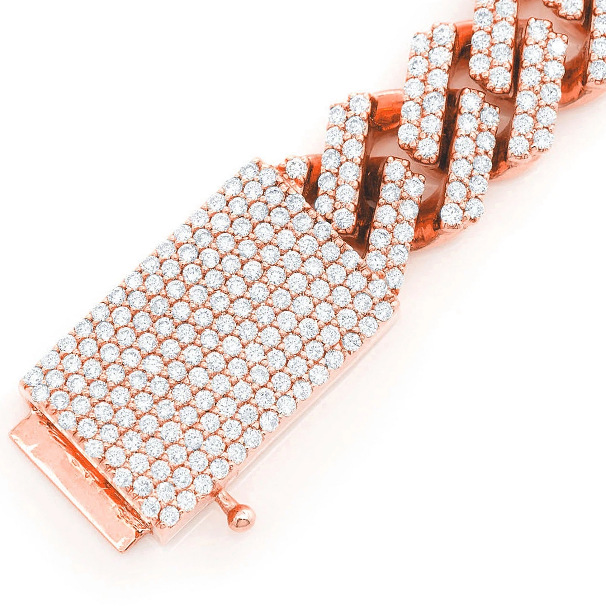 Raised Cuban Diamond Bracelet in 14K rose gold, 11mm | 8.50ctw width, clasp detail