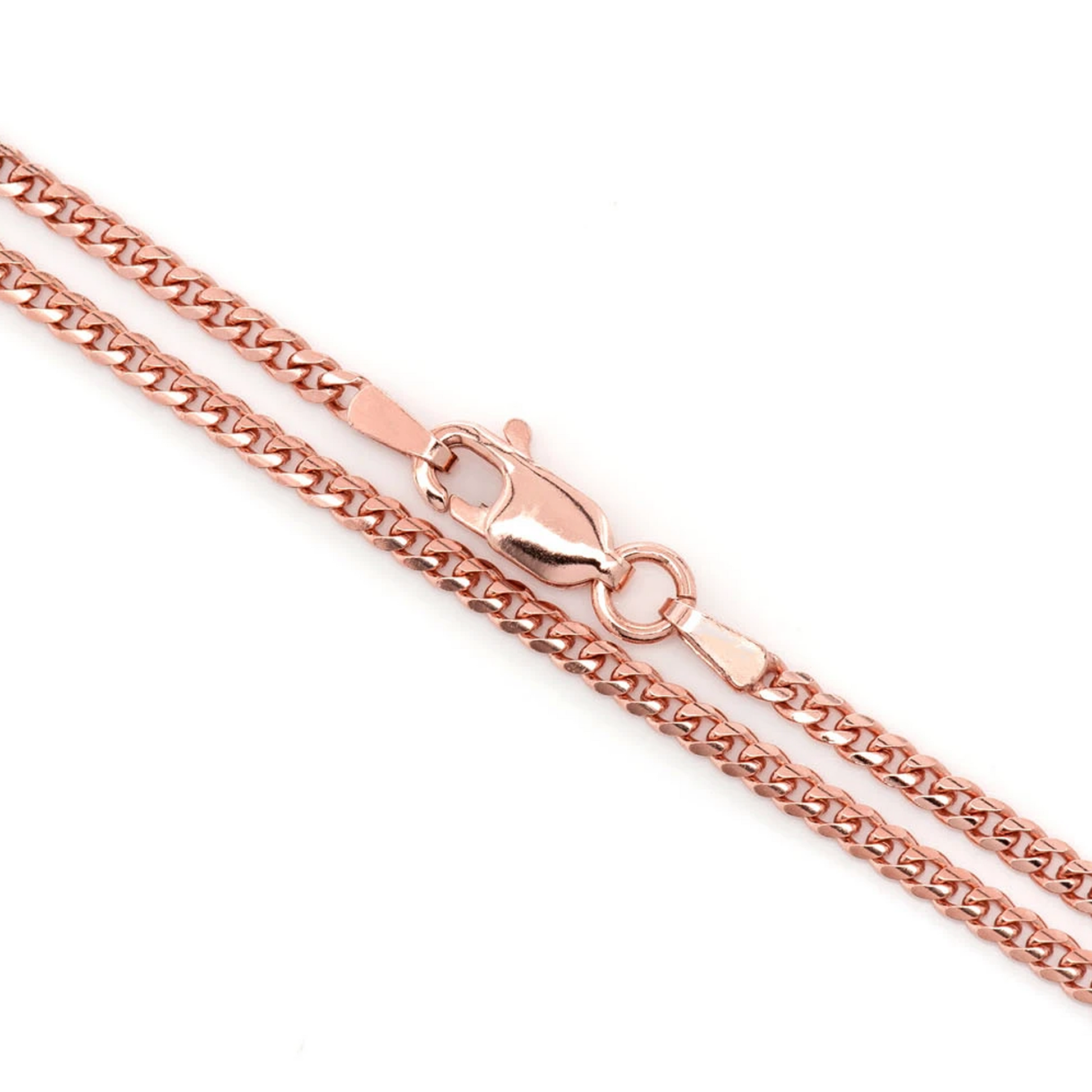 Miami Cuban Gold Chain in 14K rose gold, 2mm width, clasp detail