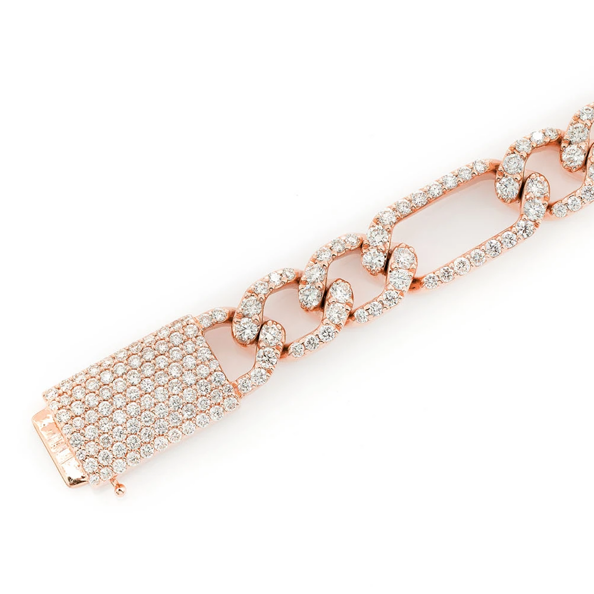 Figaro Diamond Link Bracelet in 14K rose gold, 6mm / 3.50ctw width, detail view