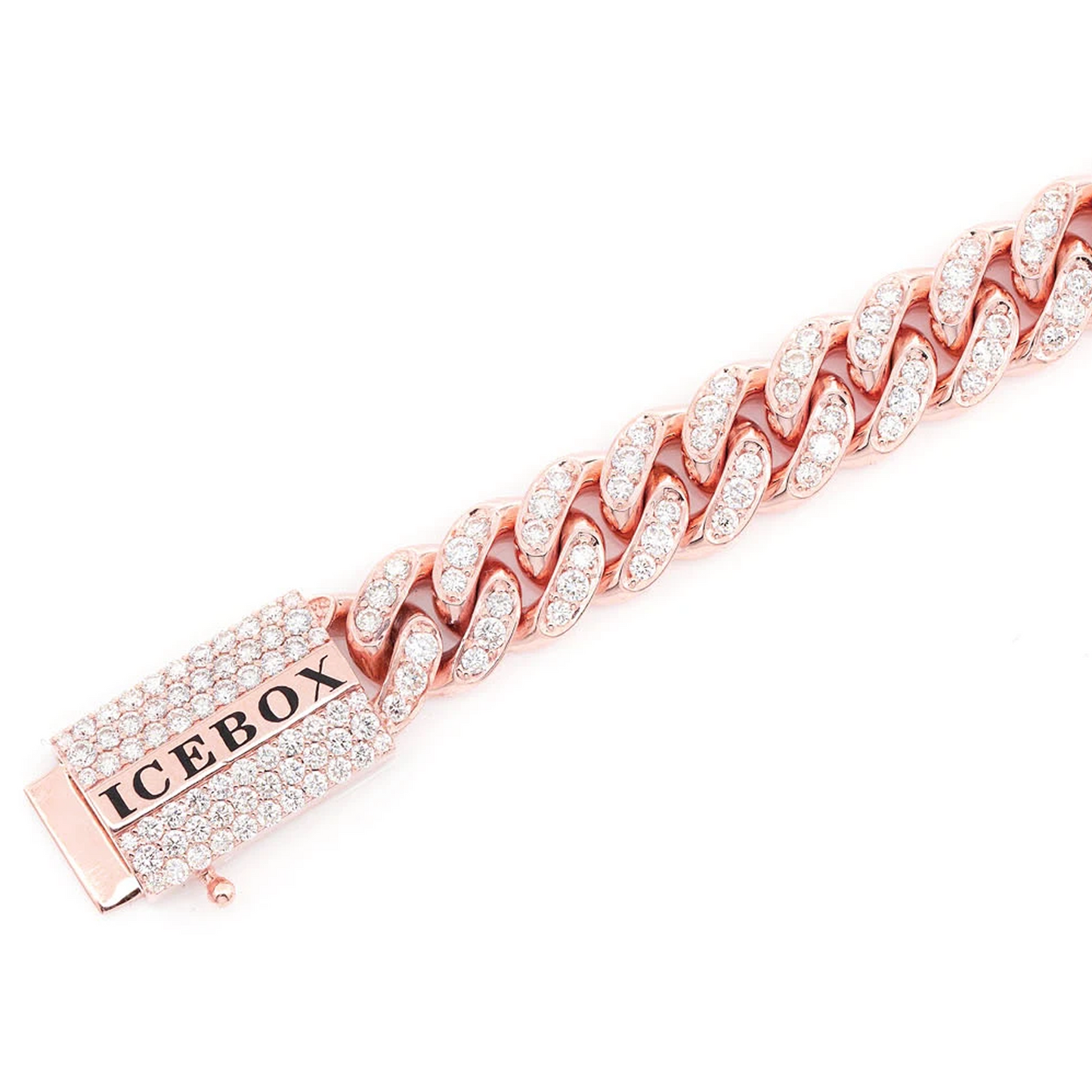Miami Cuban Diamond Bracelet in 14K rose gold, 8mm /4.00ctw width, angled view