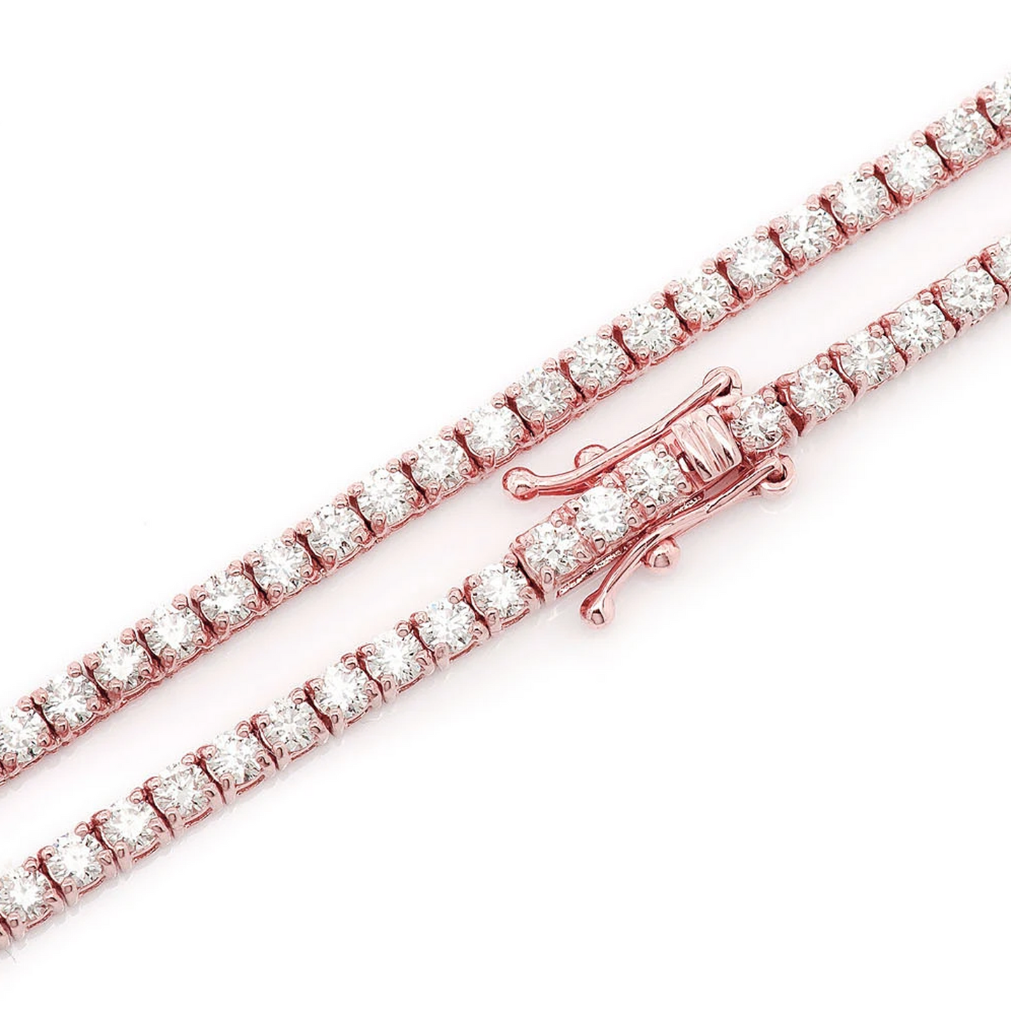 Prong Diamond Tennis Necklace in 14K rose gold, 6pt / 10.50ctw, detail view