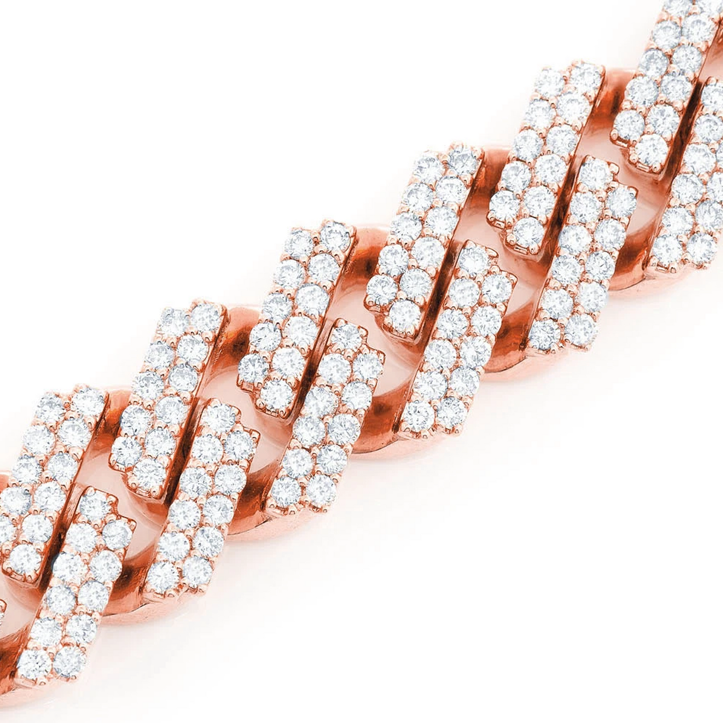 Raised Cuban Diamond Bracelet in 14K rose gold, 17mm | 16.50ctw width, detail view