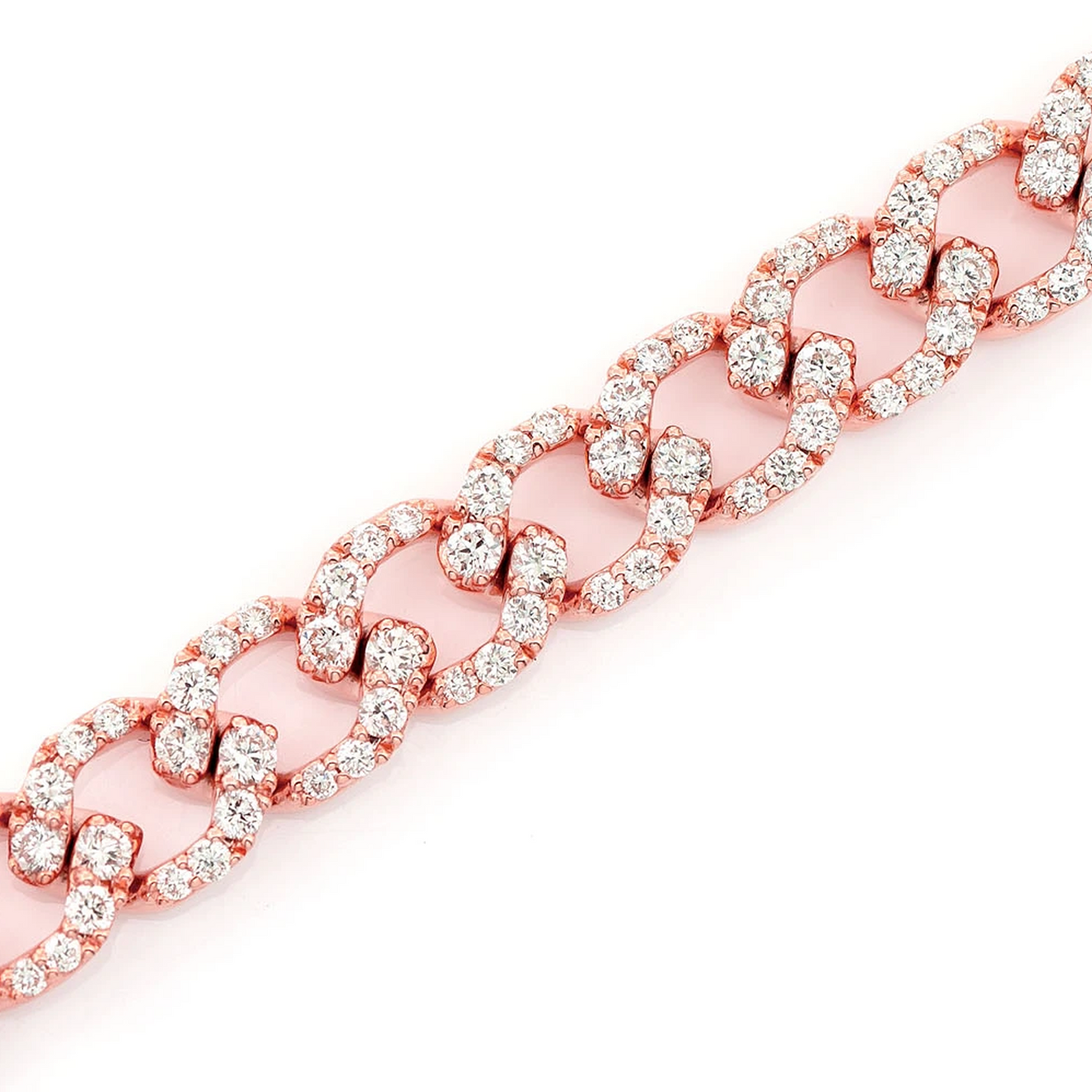 Elongated Cuban Diamond Bracelet in 14K rose gold, 6mm / 3.75ctw width, alternate view