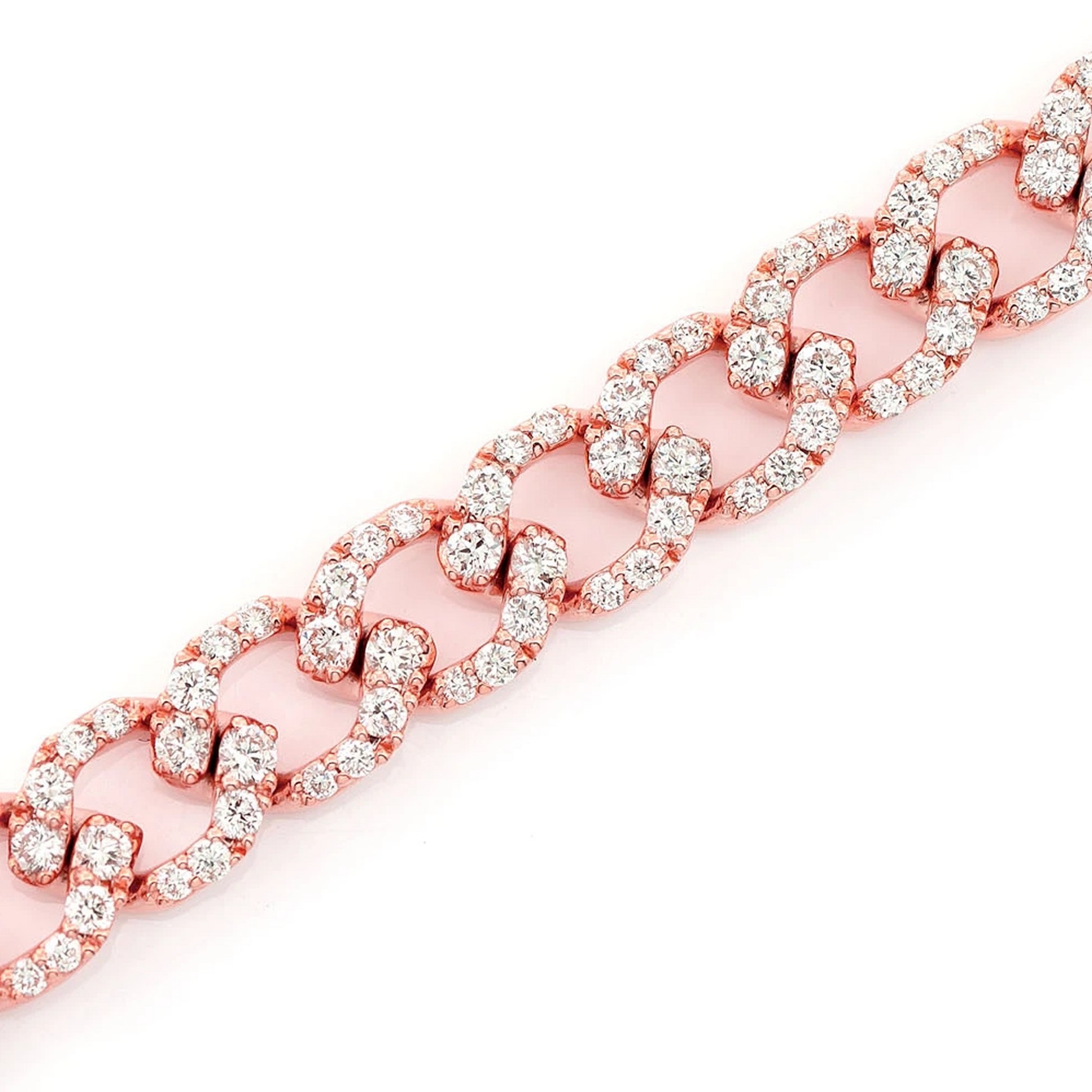 Elongated Cuban Diamond Bracelet in 14K rose gold, 6mm / 3.75ctw width, alternate view