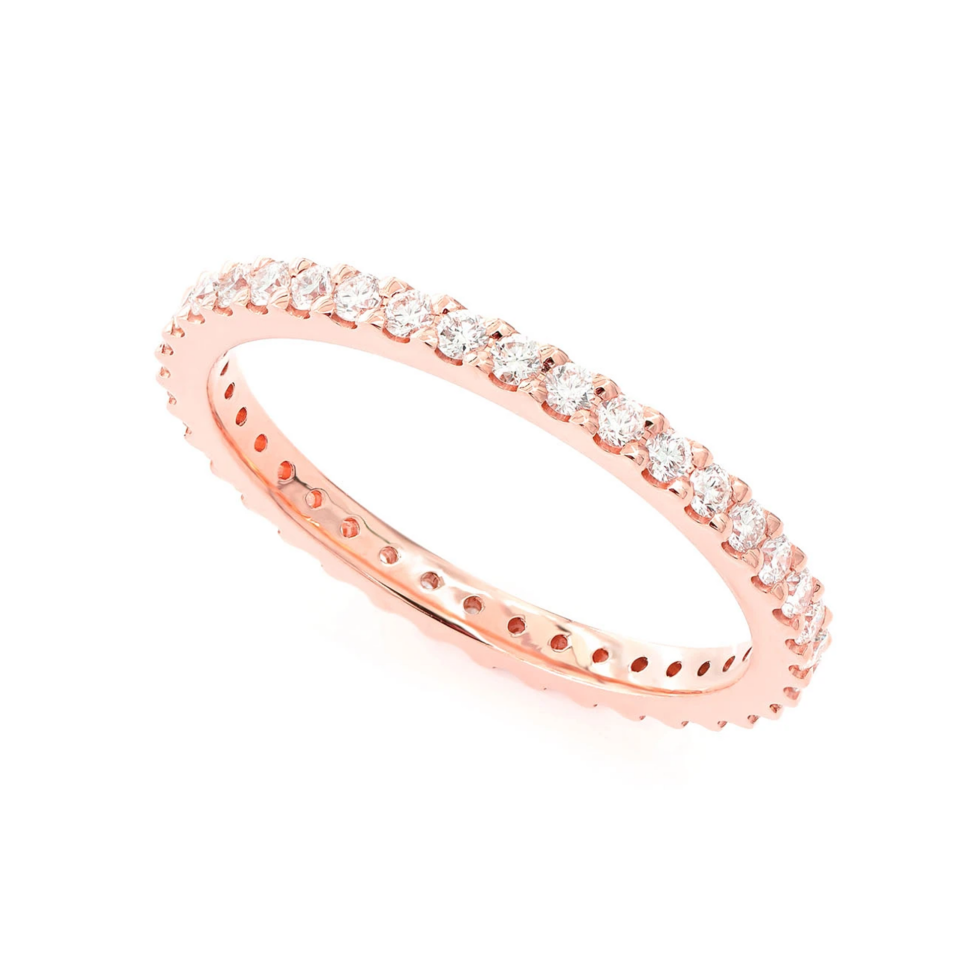Eternity Diamond Ring in 14K rose gold, angled view