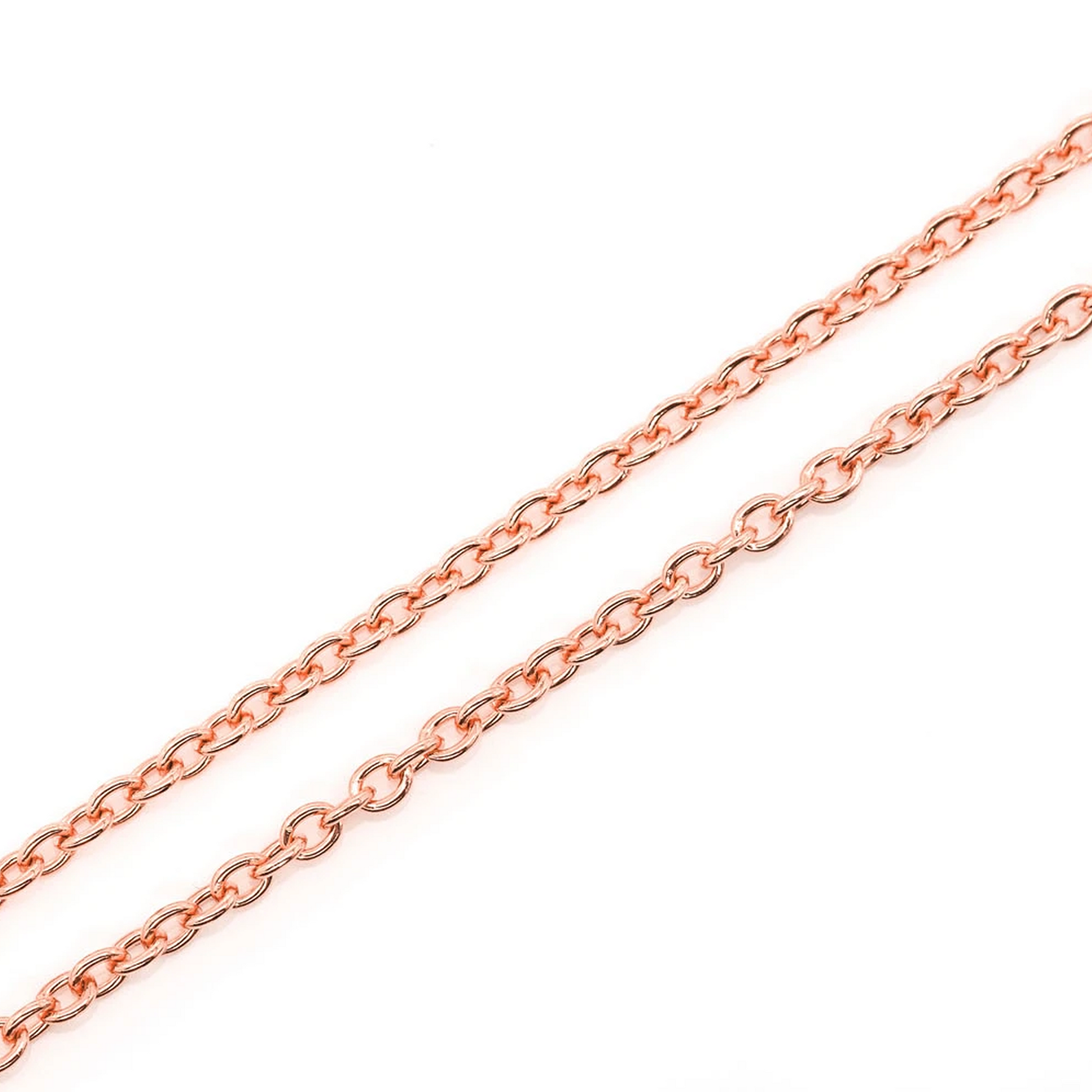 Rolo Gold Chain in 14K rose gold, 2mm width, angled view