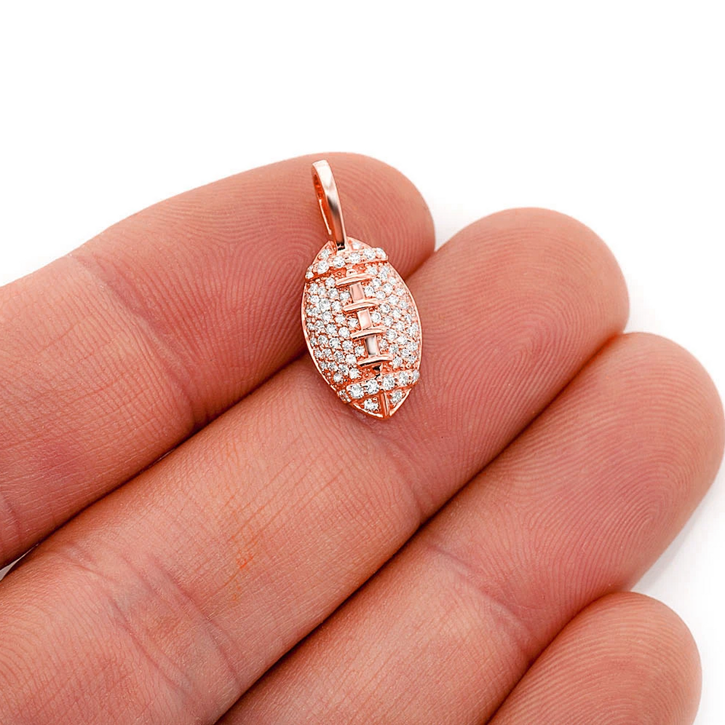 American Football Diamond Pendant in 14K rose gold, angled view