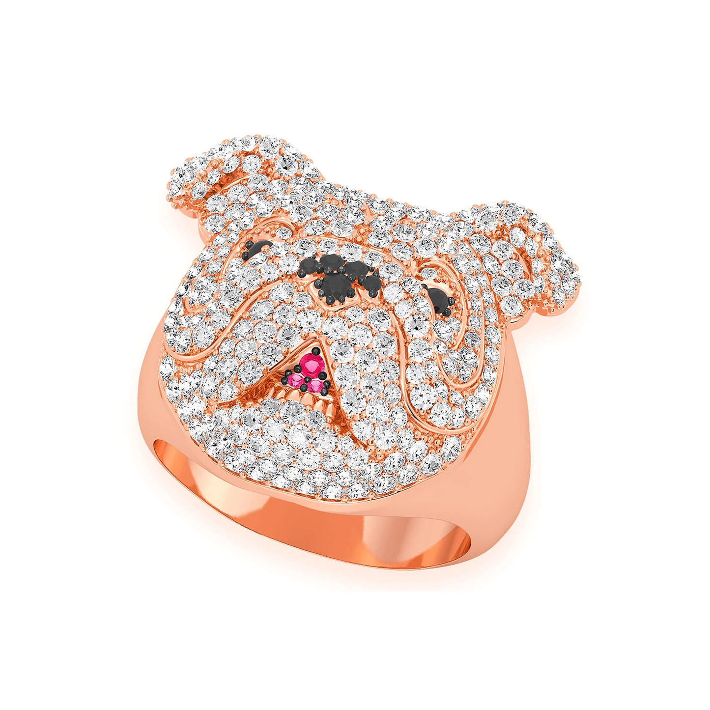 Bulldog Signet Diamond Ring in 14K rose gold, angled view