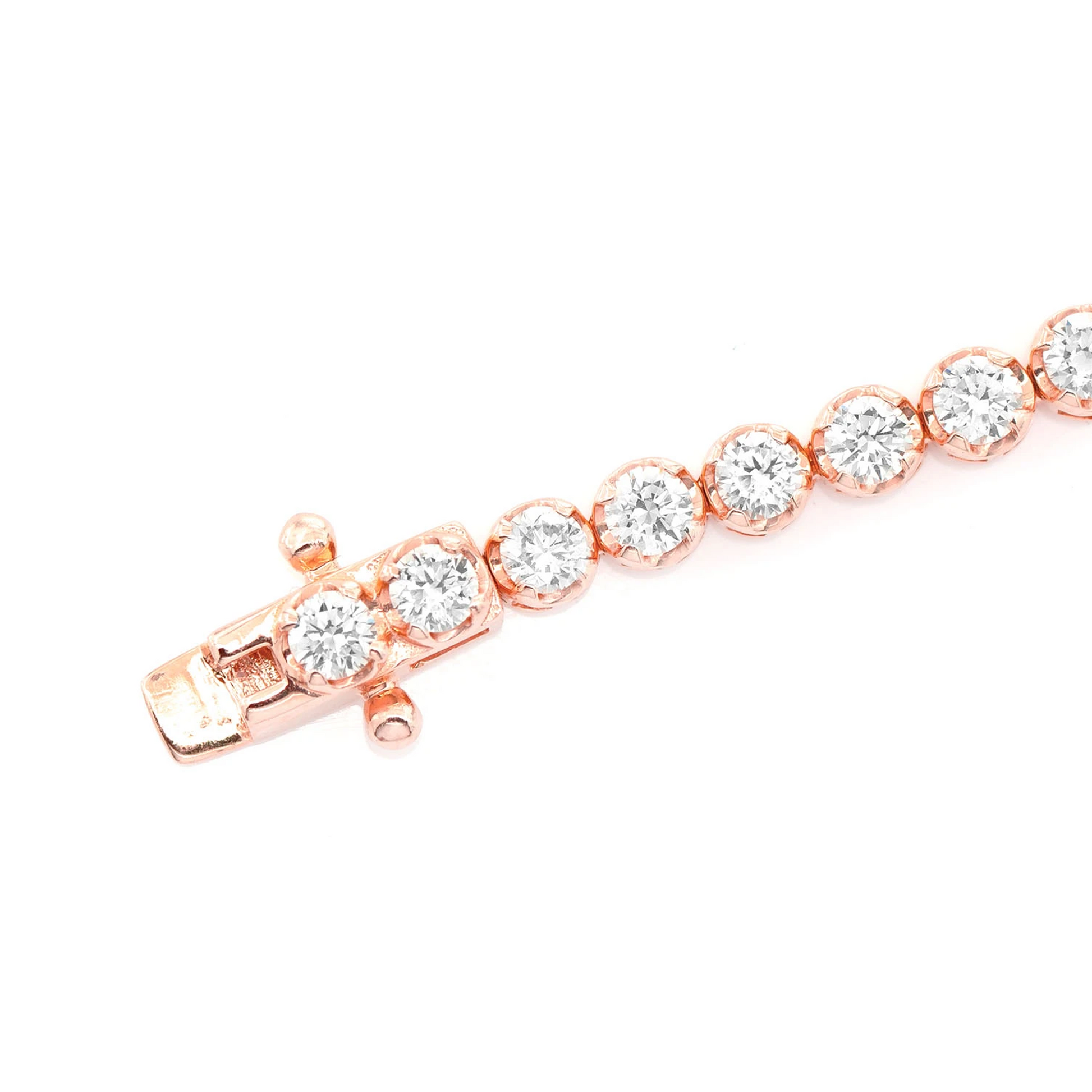 Crown Set Diamond Tennis Bracelet in 14K rose gold, 10pt / 4.50ctw, detail view