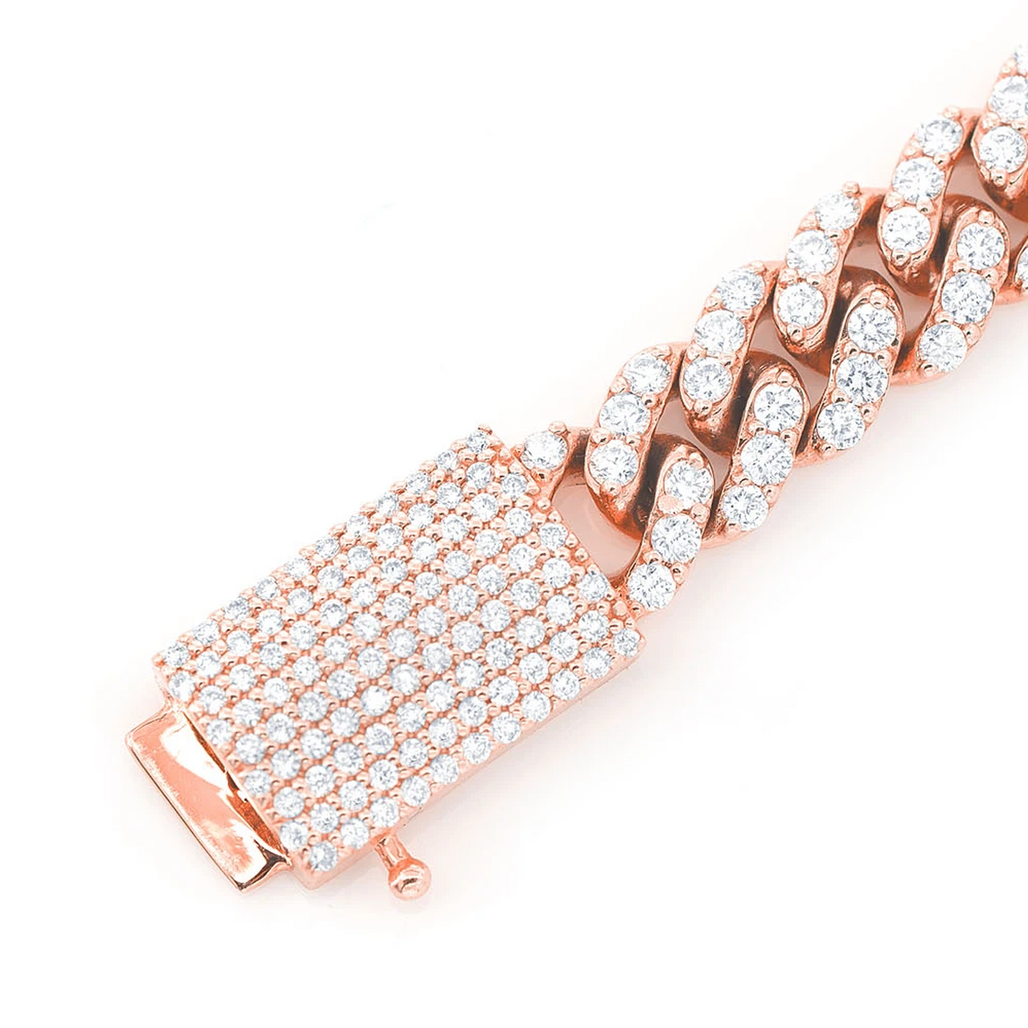 Miami Cuban Diamond Bracelet in 14K rose gold, 4mm /1.50ctw width, angled view
