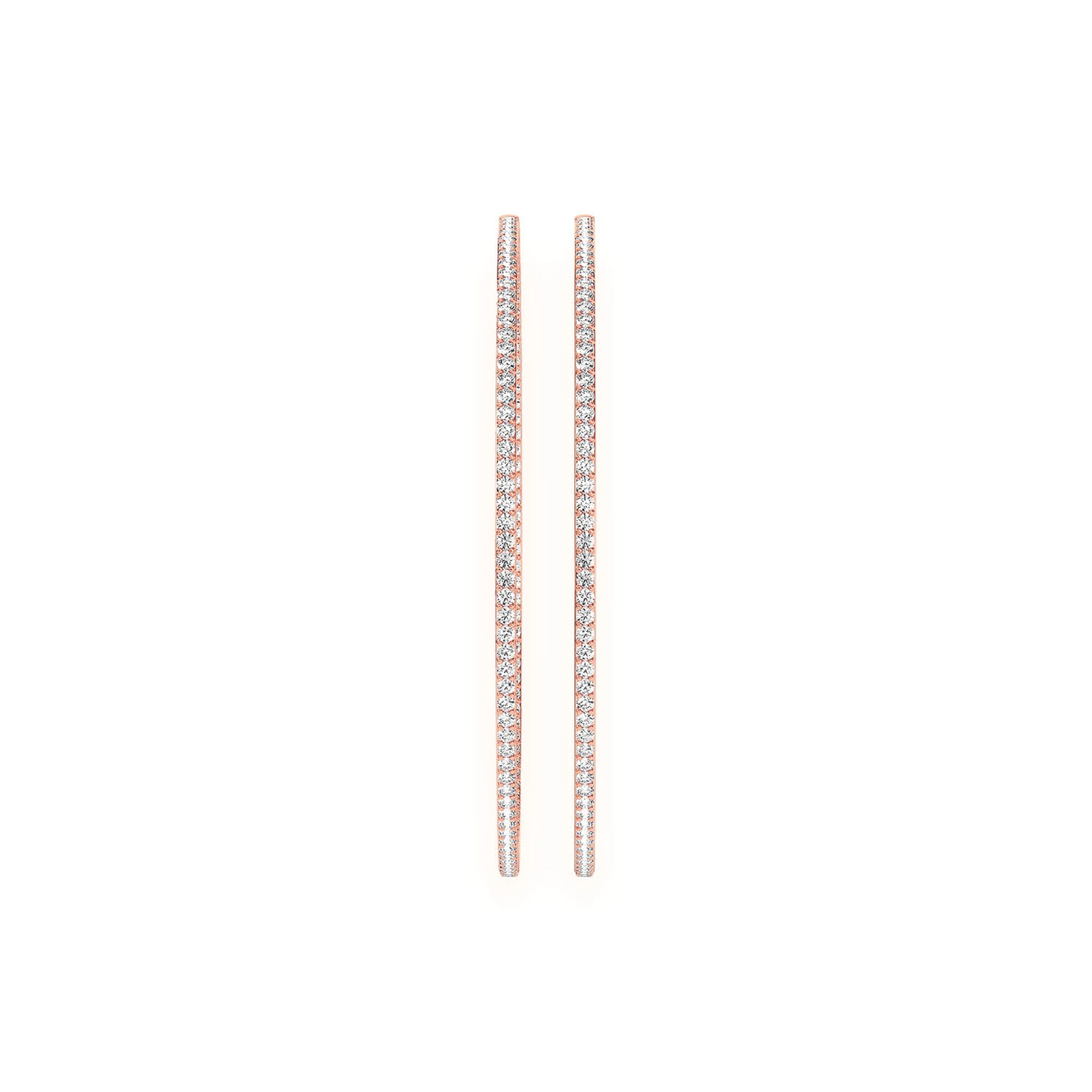 Large Inside-Out Diamond Hoop Earrings in 14K rose gold, 6.25ctw, front view 2