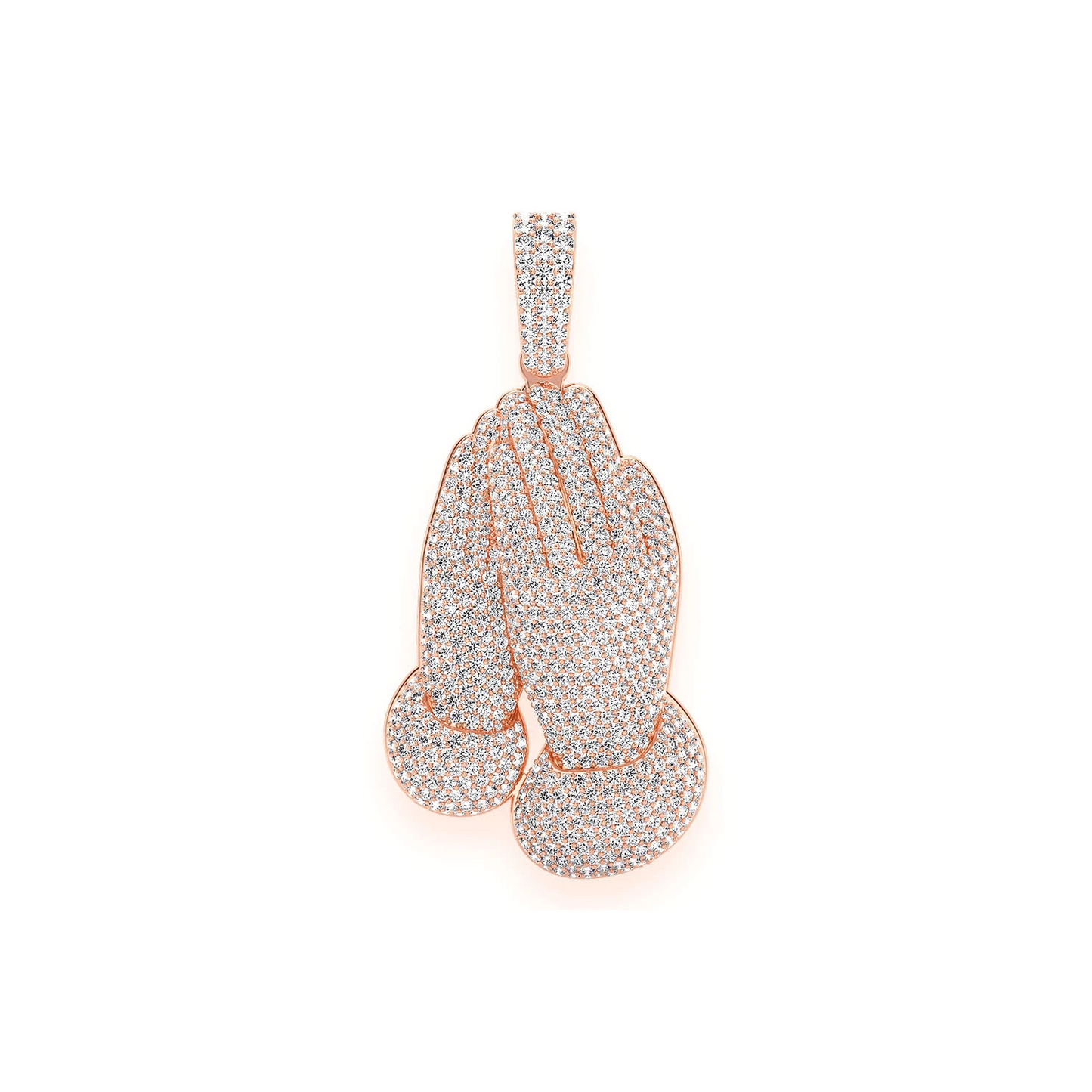Prayer Hands Pendant in 14K rose gold, Statement | 8.80ctw, front view