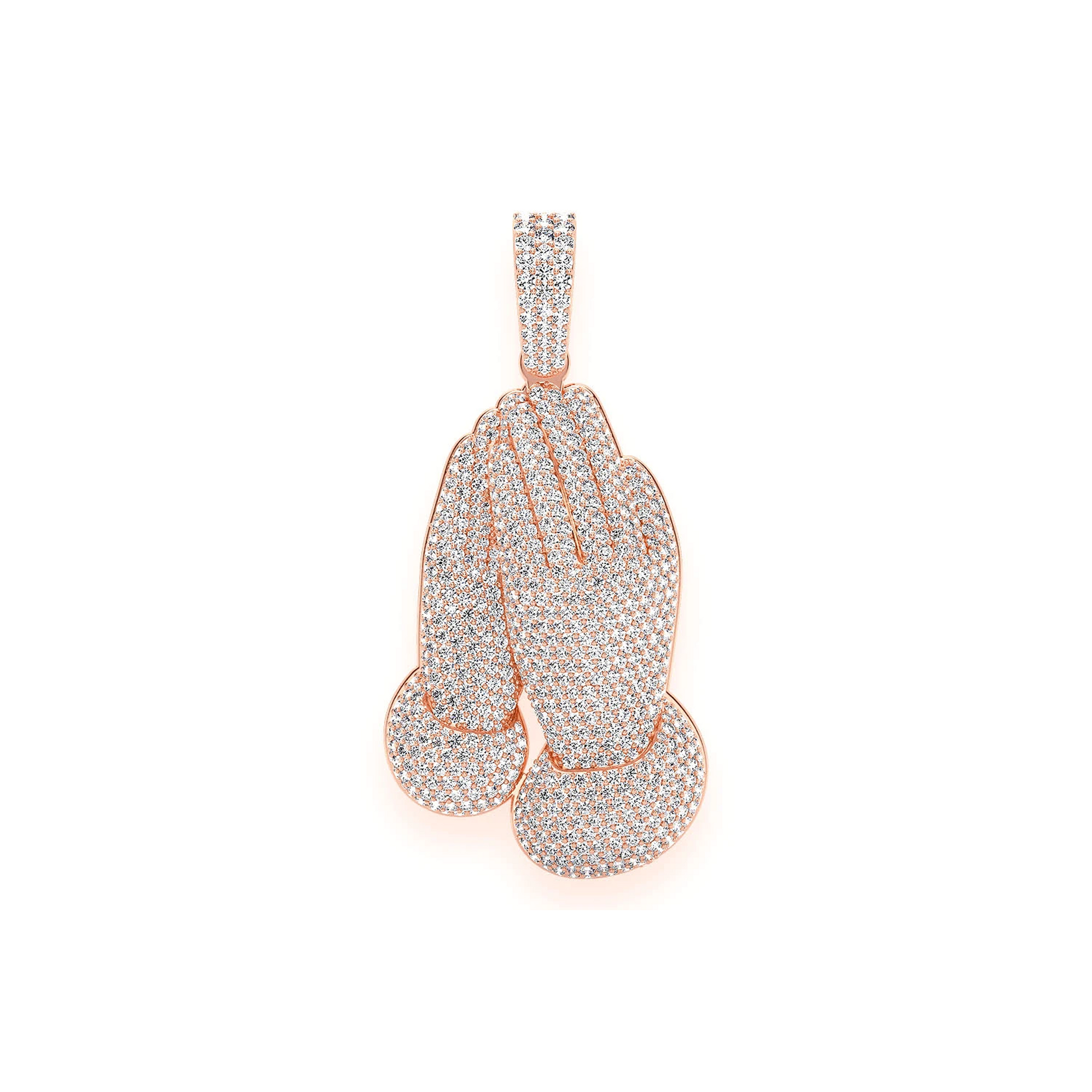 Prayer Hands Pendant in 14K rose gold, Statement | 8.80ctw, front view