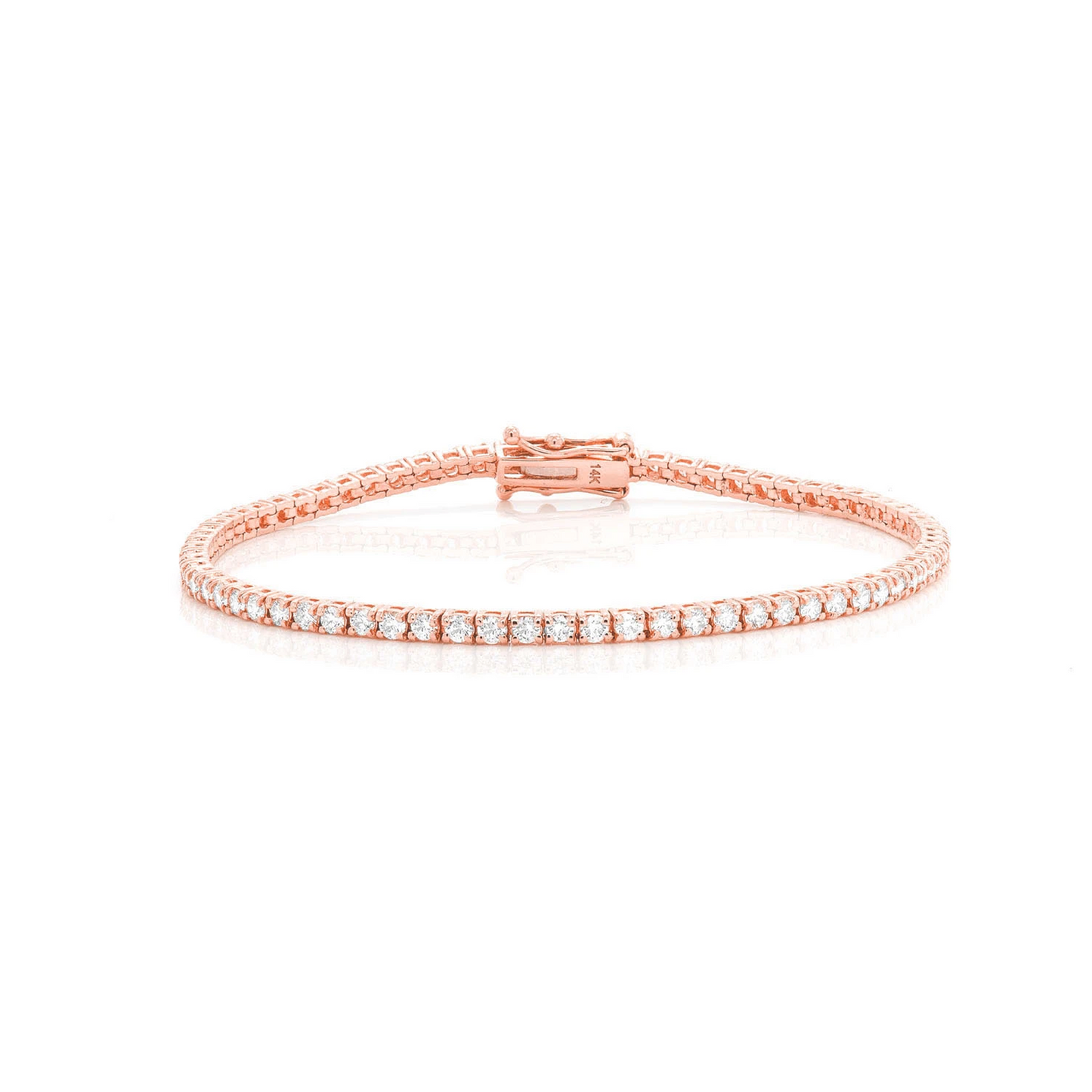 Prong Diamond Tennis Bracelet in 14K rose gold, 4pt / 3.75ctw, front view