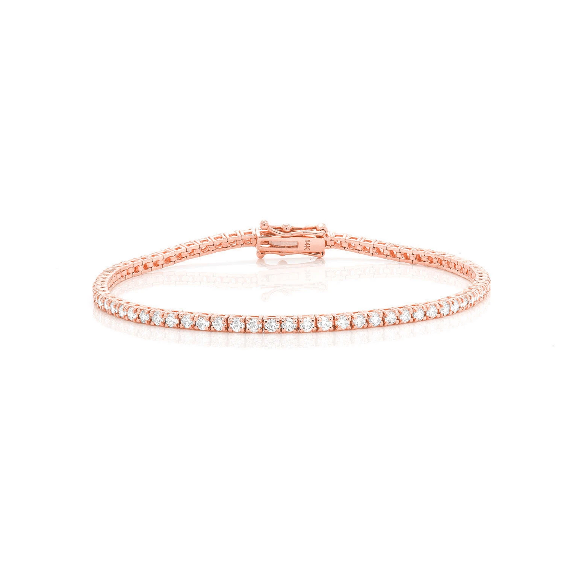 Prong Diamond Tennis Bracelet in 14K rose gold, 4pt / 3.75ctw, front view