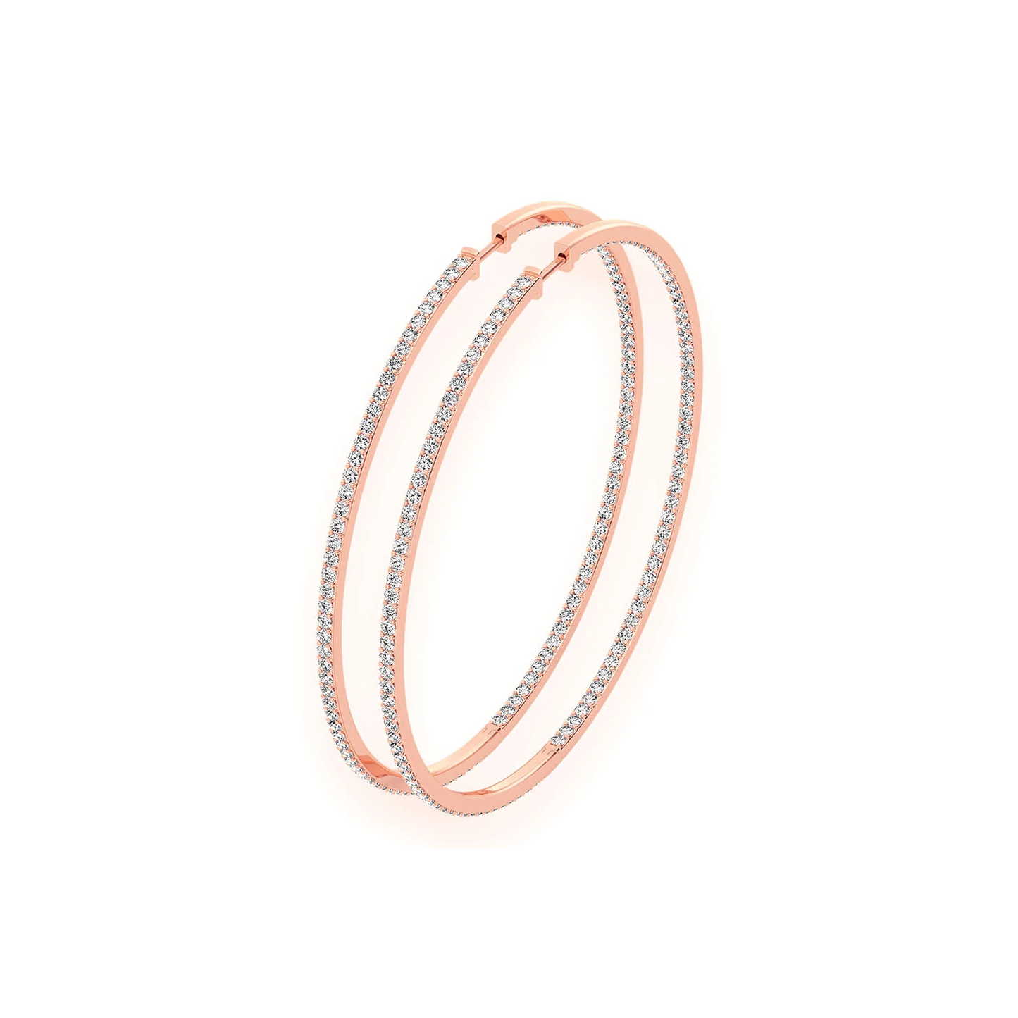 Large Inside-Out Diamond Hoop Earrings in 14K rose gold, 6.25ctw, front view