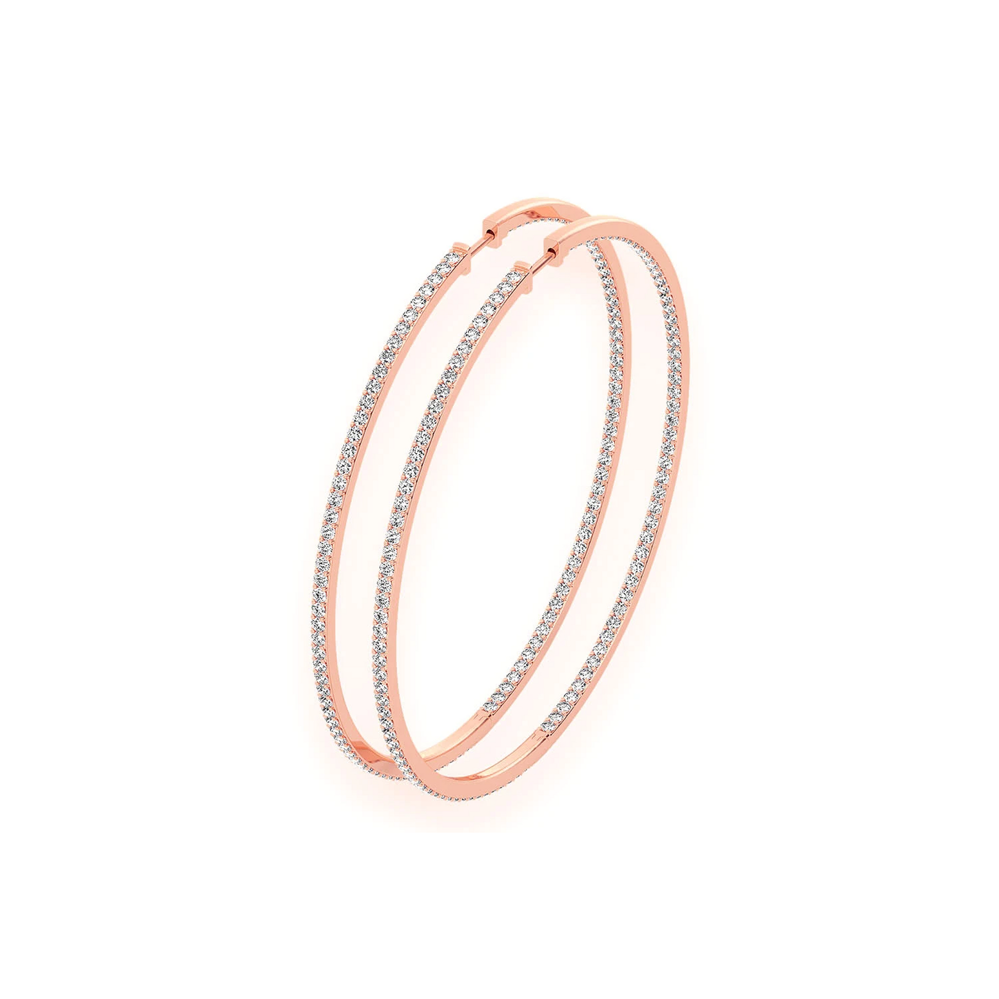 Large Inside-Out Diamond Hoop Earrings in 14K rose gold, 6.25ctw, front view