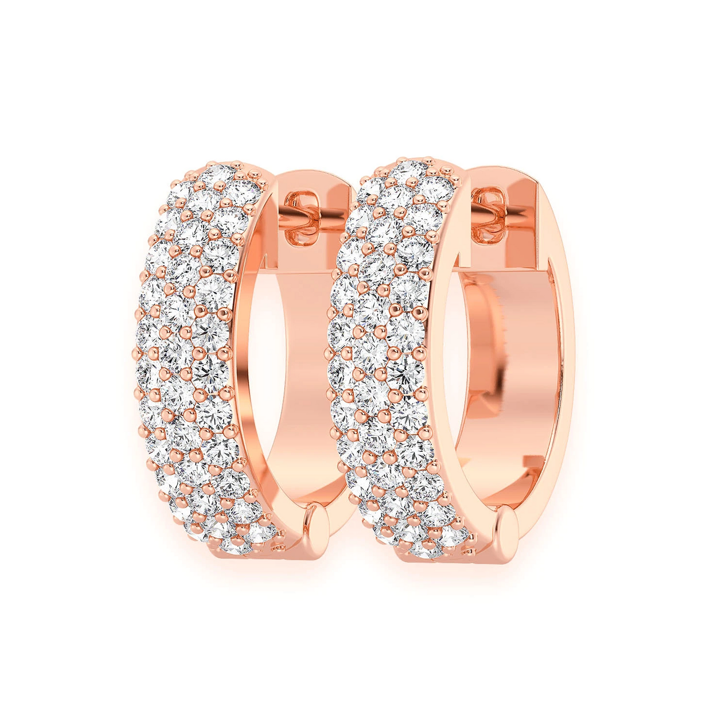 Bubble Row Diamond Huggies in 14K rose gold, 0.33ctw, front view