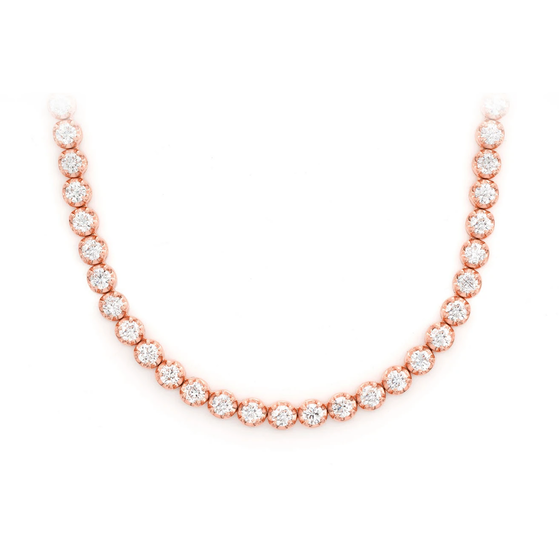 Crown Diamond Tennis Necklace in 14K rose gold, 10pt / 12.50ctw, front view